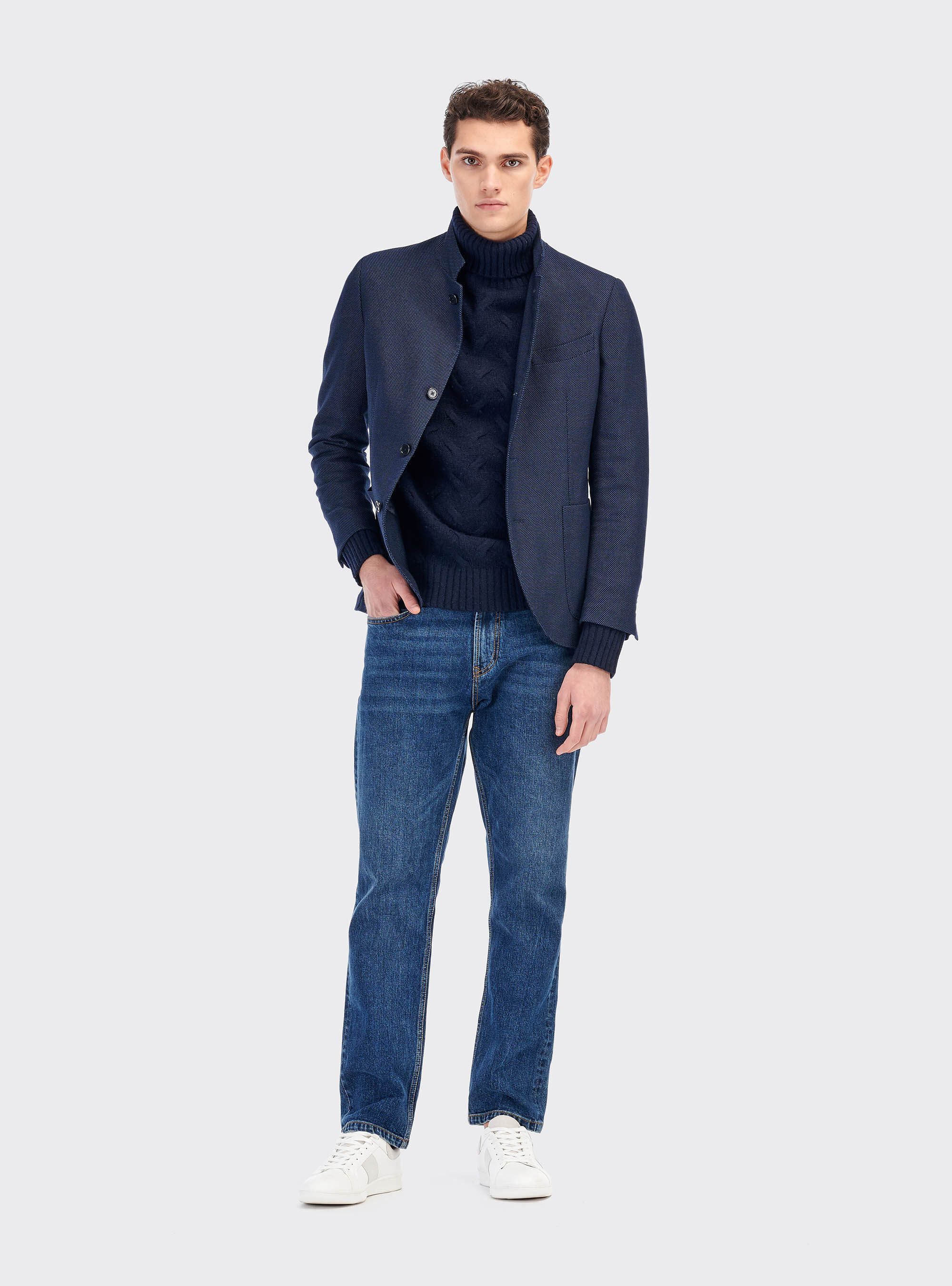 Pullover collo alto, BLU MARINO