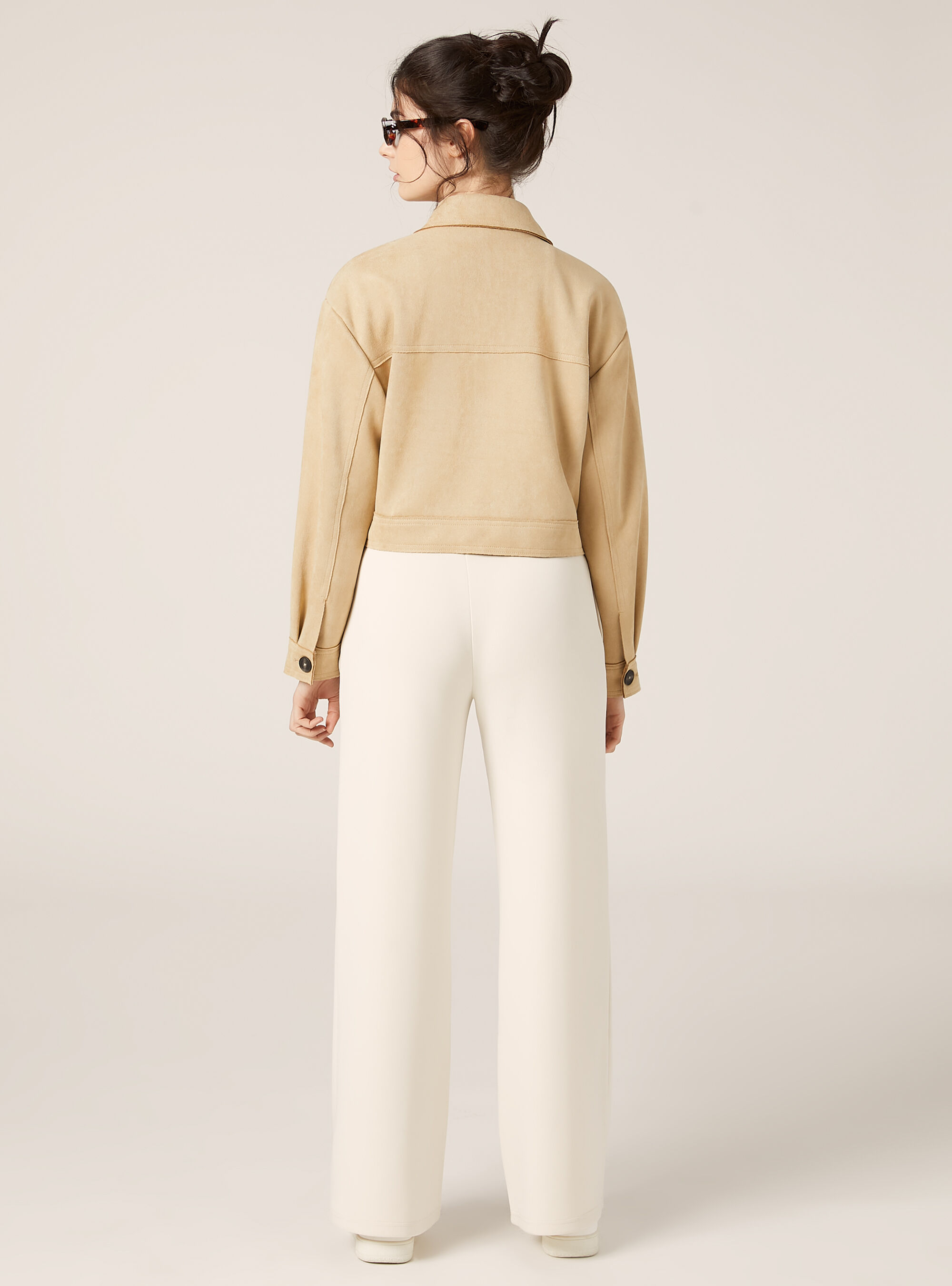 Giacca camicia effetto suede, BG3 BEIGE LIGHT