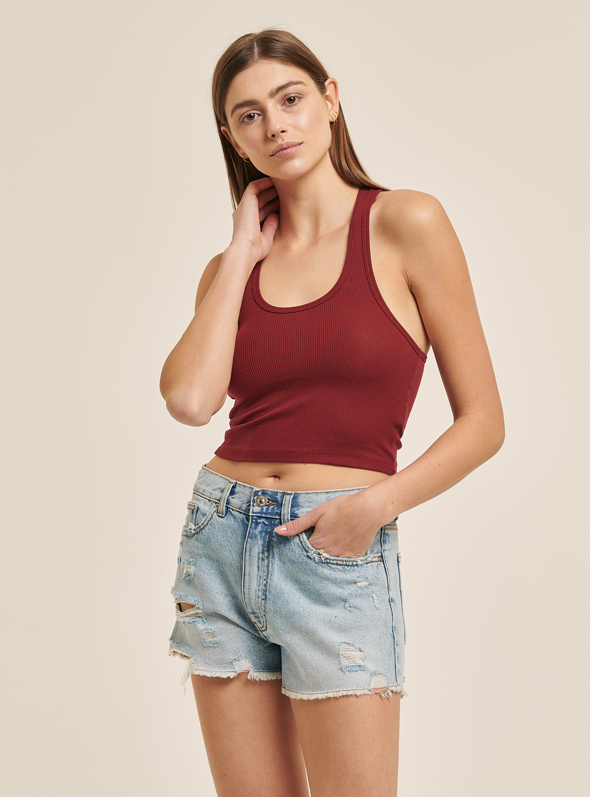 Top essential couleur unie, C082 BORDEAUX