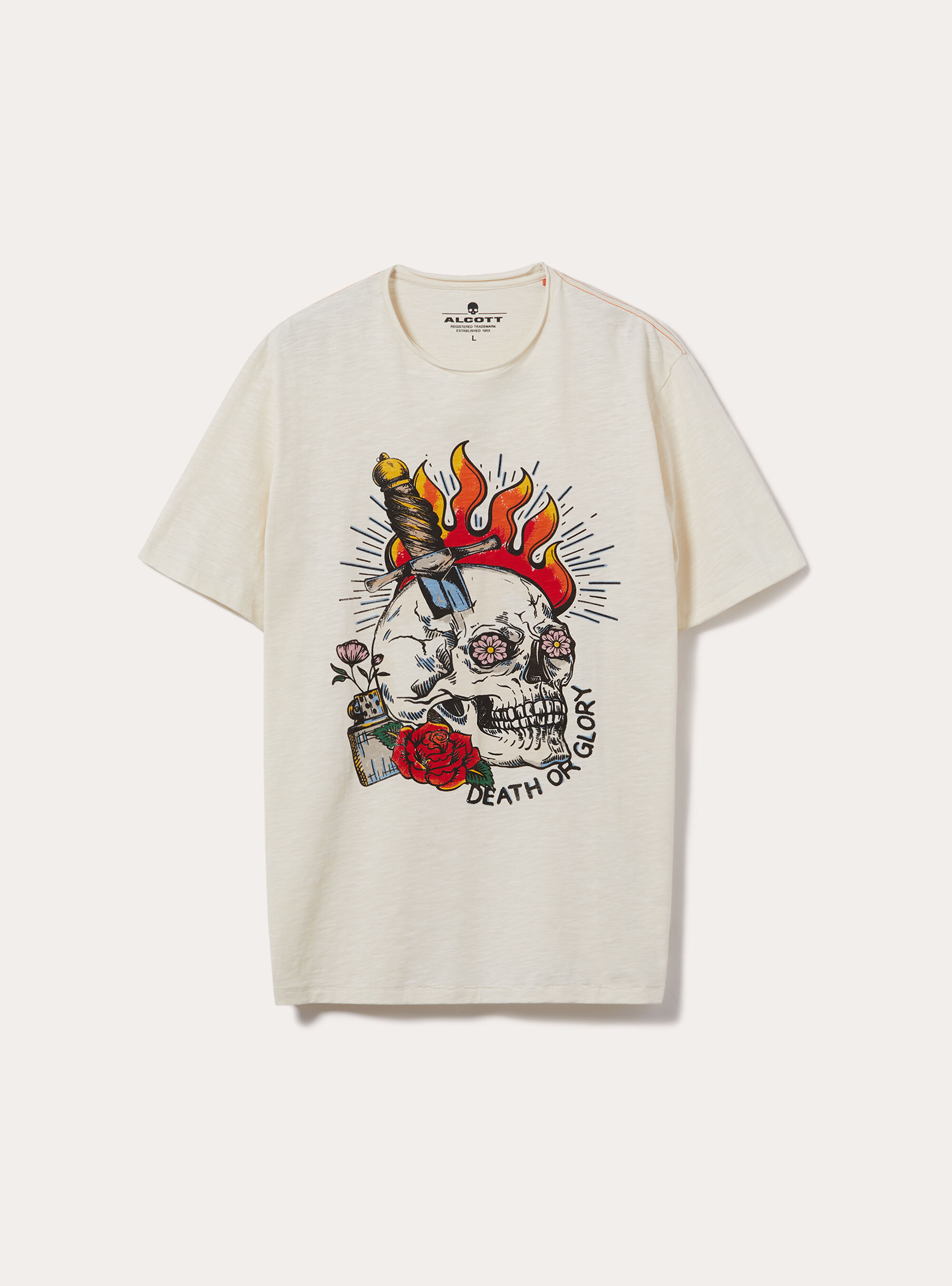 Cotton T-shirt with print, OFF-WHITE