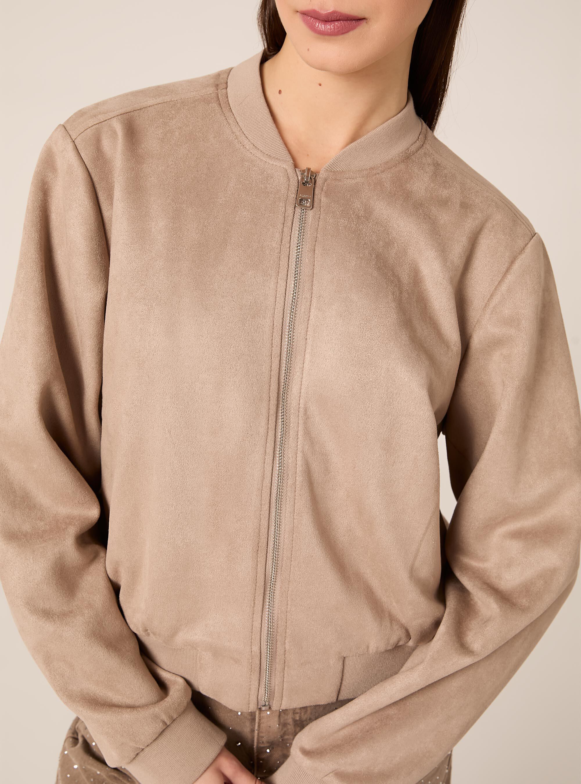 Bomber effetto camoscio, BR3 BROWN LIGHT