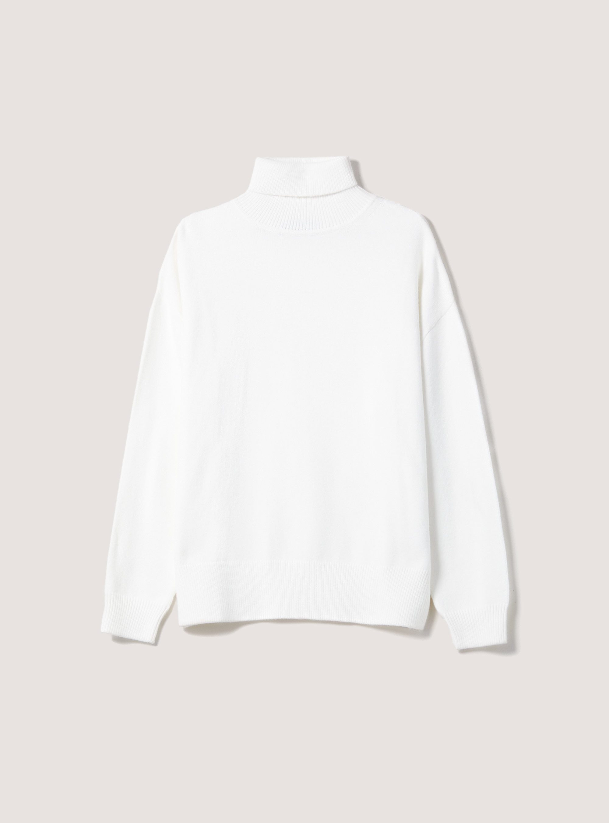 Pullover morbido collo alto boxy fit elasticizzato, WH2 WHITE