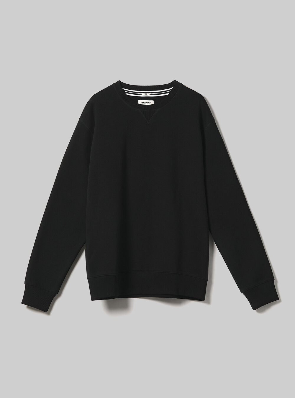 Fleece Jumper Plain Black Crew Neck Sweater Mens Sweatshirts No