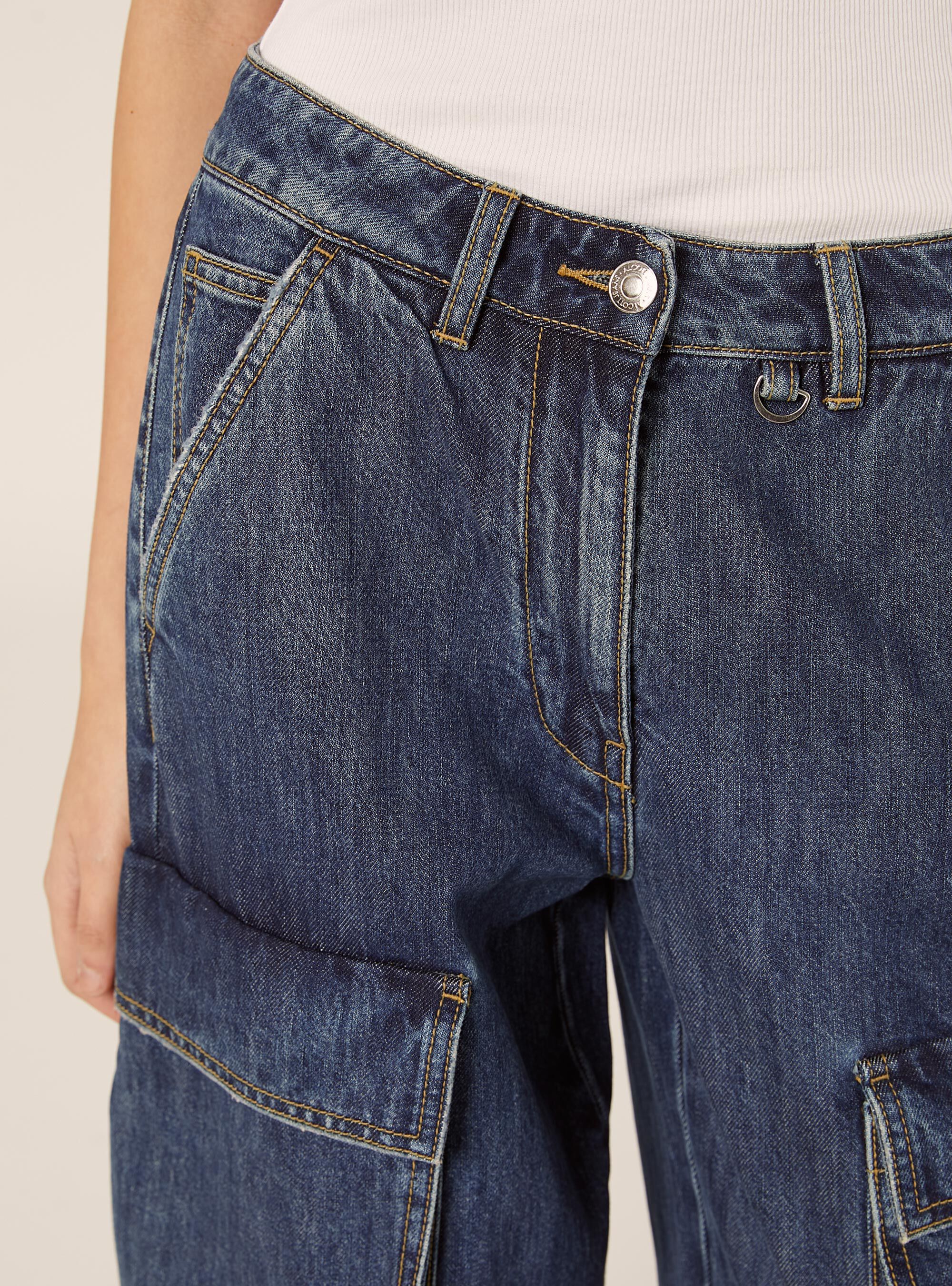 Jeans cargo con zip su gamba, D003 MEDIUM BLUE