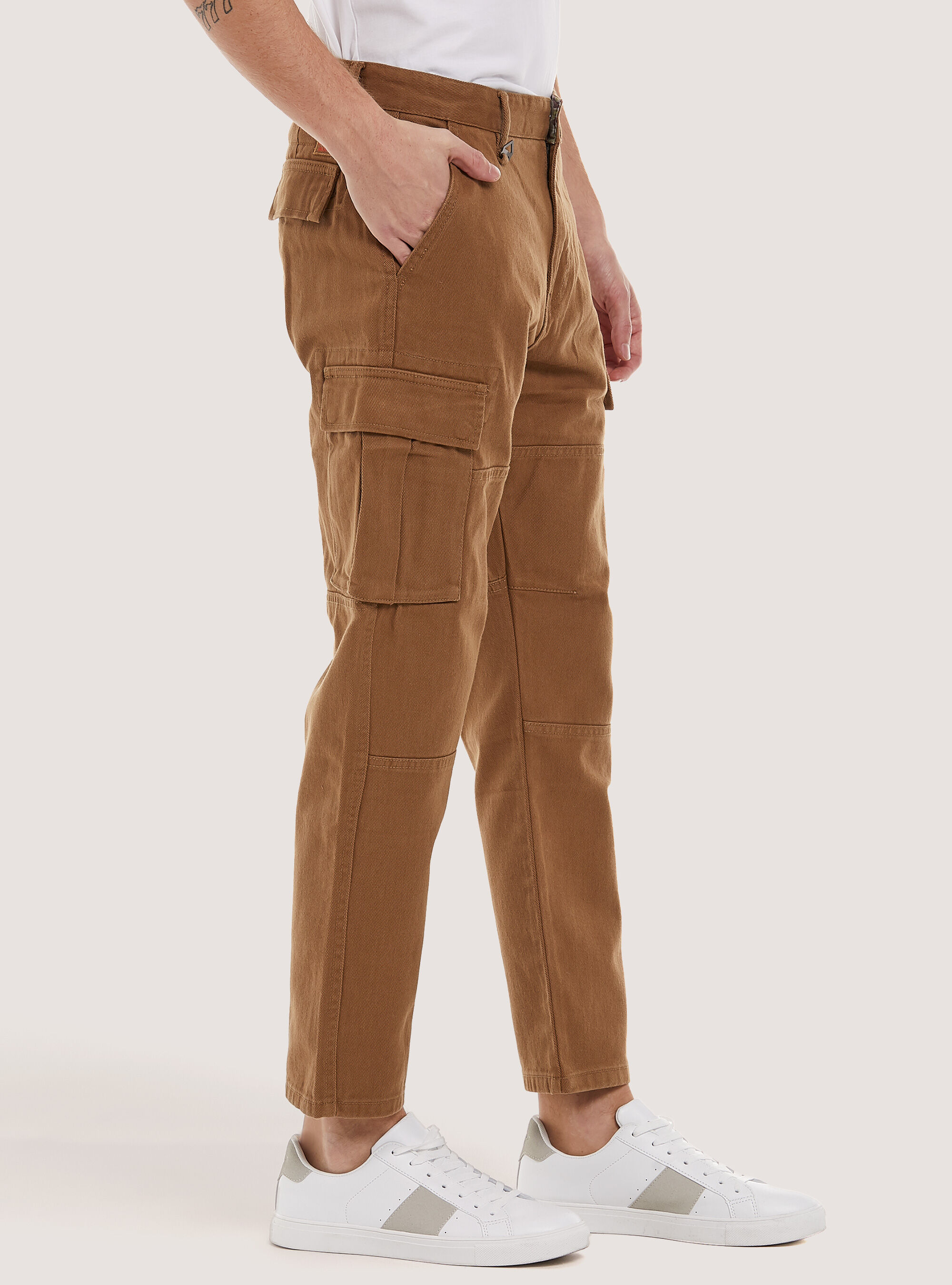 Army twill cargo trousers, BG2 BEIGE MEDIUM