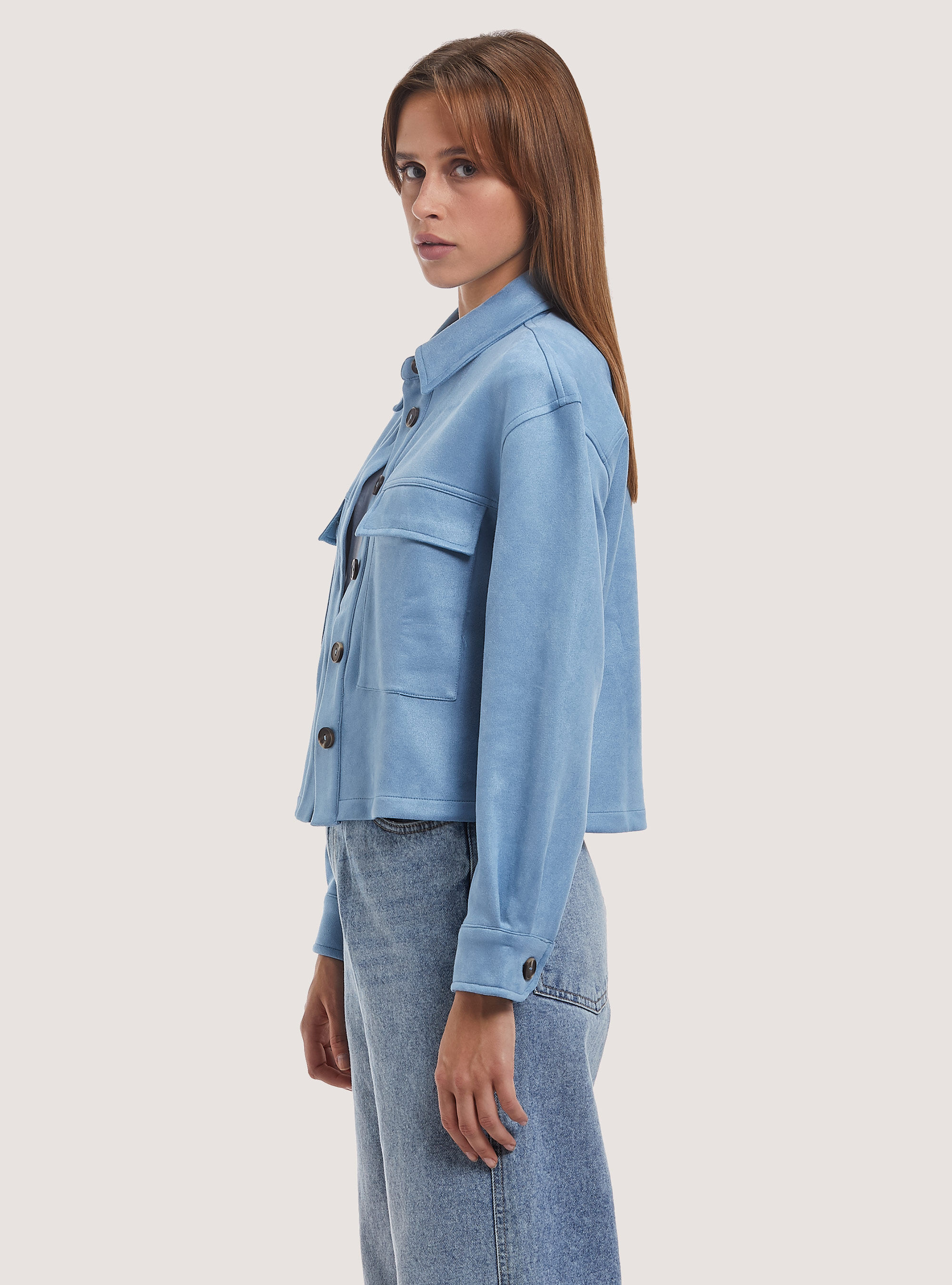 Veste de chemise courte en daim, AZ3 AZURRE LIGHT