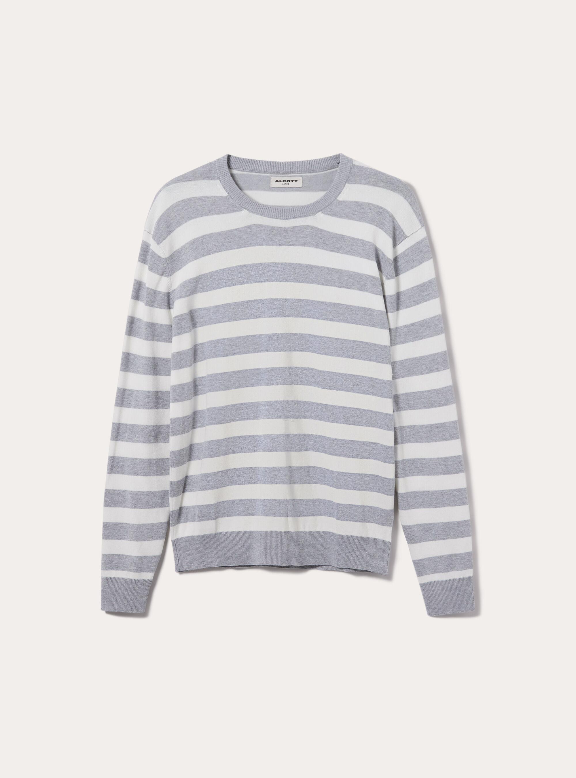 Jersey de viscosa a rayas de cuello redondo, MGY2 GREY MEL MEDIUM