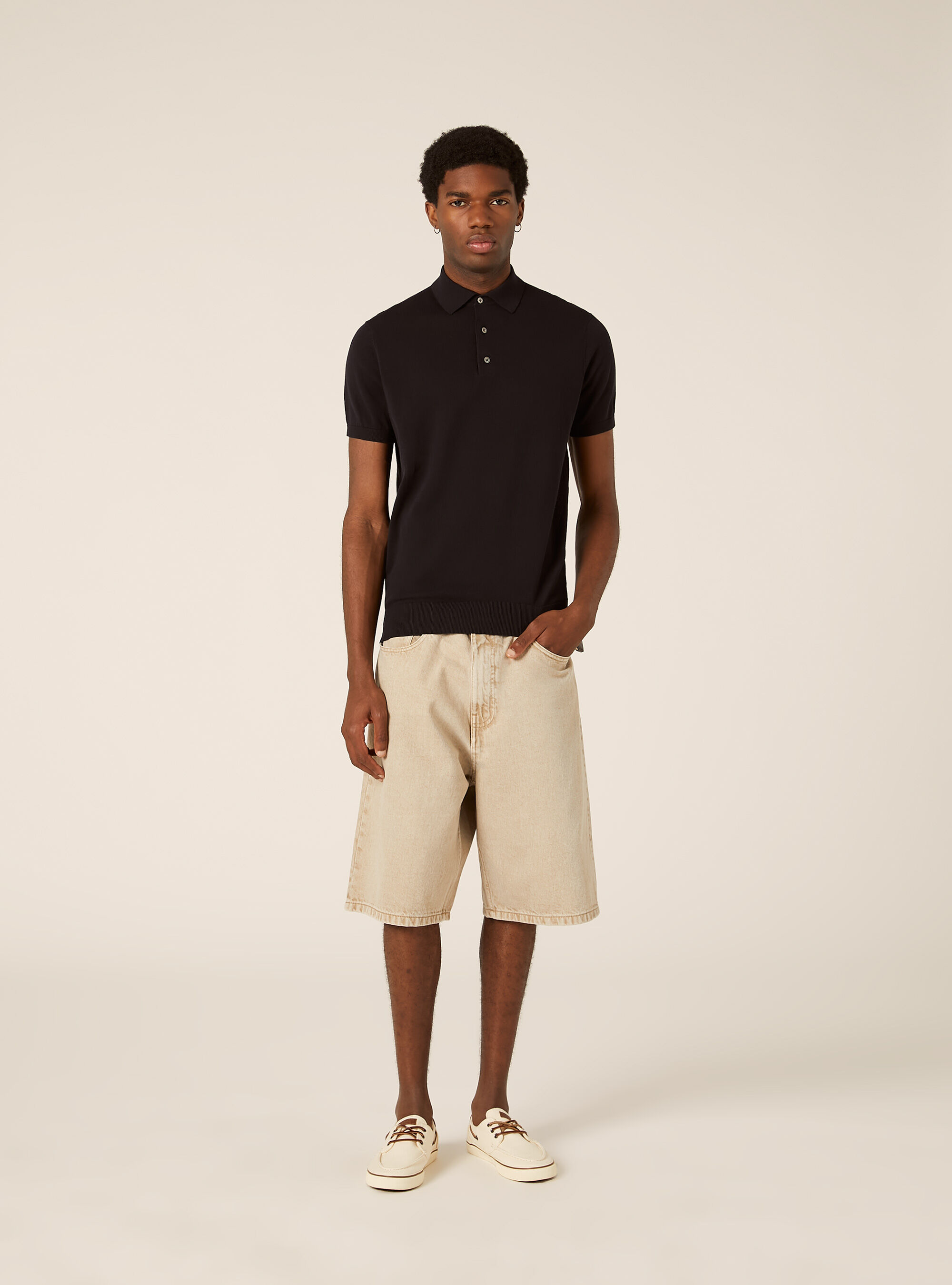 Extrafine cotton knit polo shirt, NA1 NAVY DARK