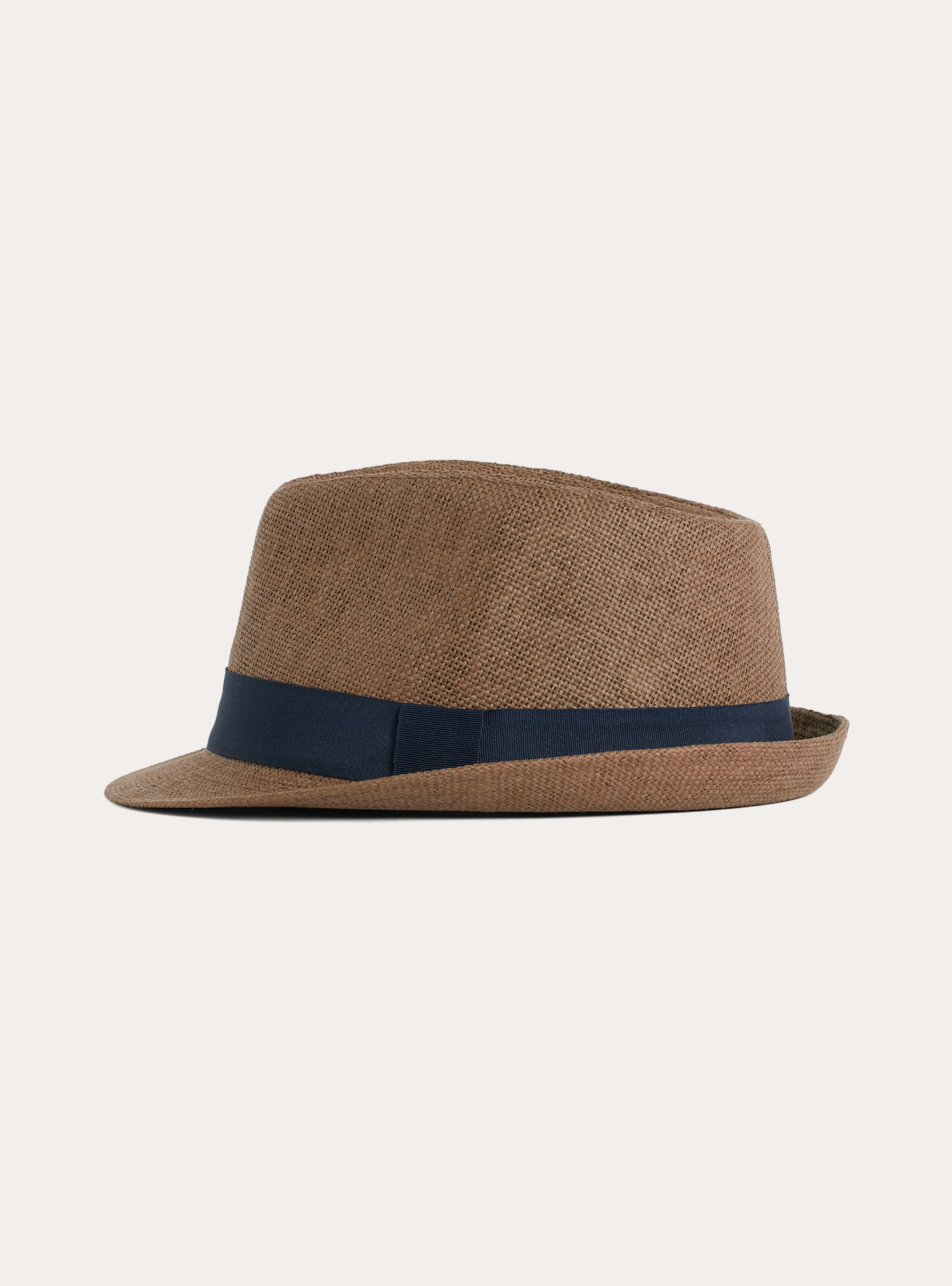 Cappello in raffia con banda a contrasto