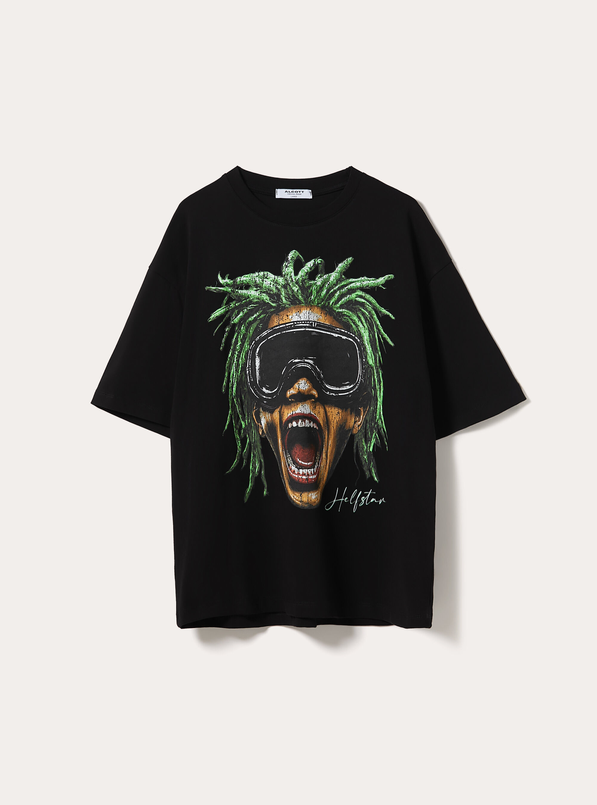 Printed Boxy Fit T-Shirt, BK1 BLACK