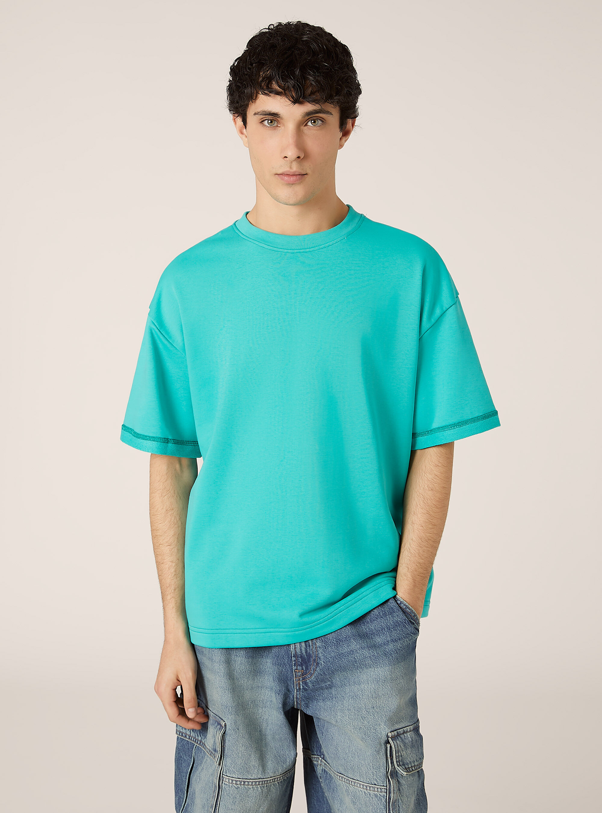Sweatshirt boxy fit, GA1 AQUA GREEN DARK