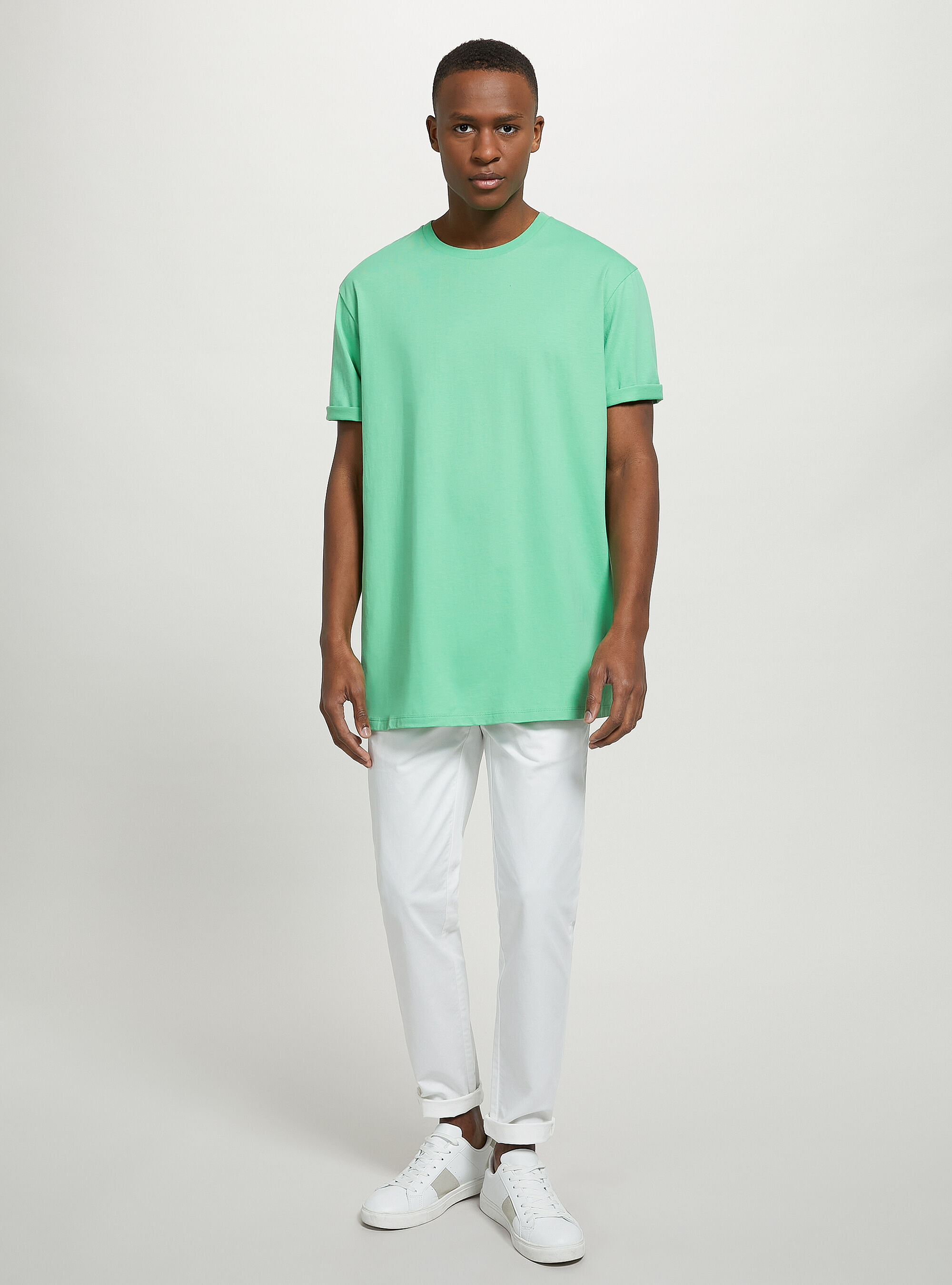 T-shirt en coton &agrave; col ras du cou, GN3 GREEN LIGHT