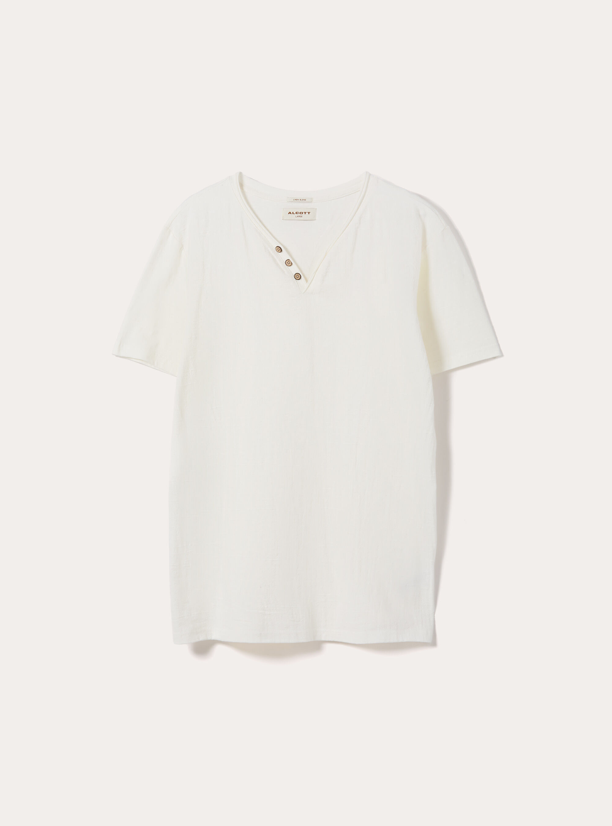V-neck linen blend T-shirt, WH2 WHITE