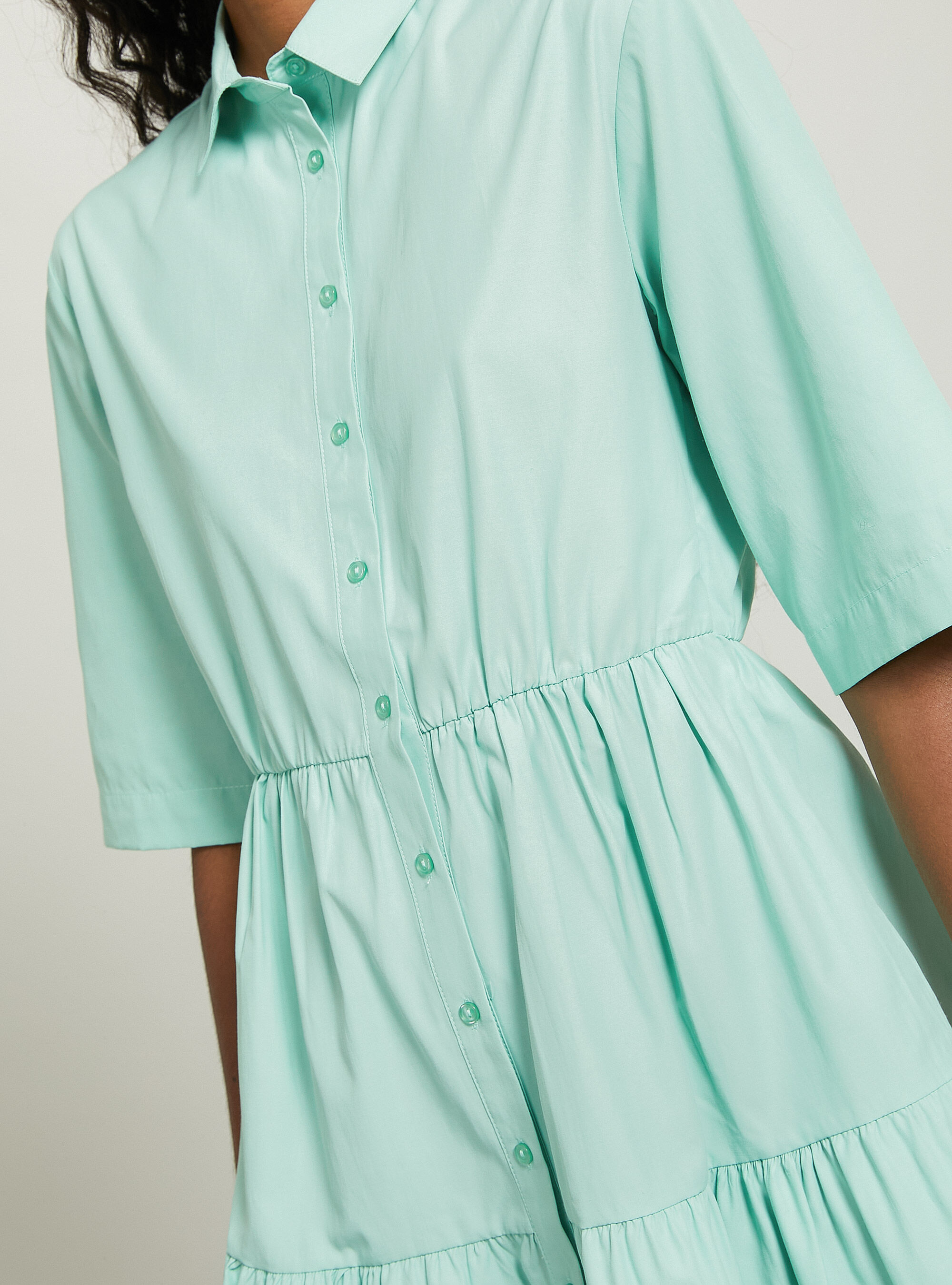 Vestito chemisier in popeline, GA3 AQUA GREEN LIGHT