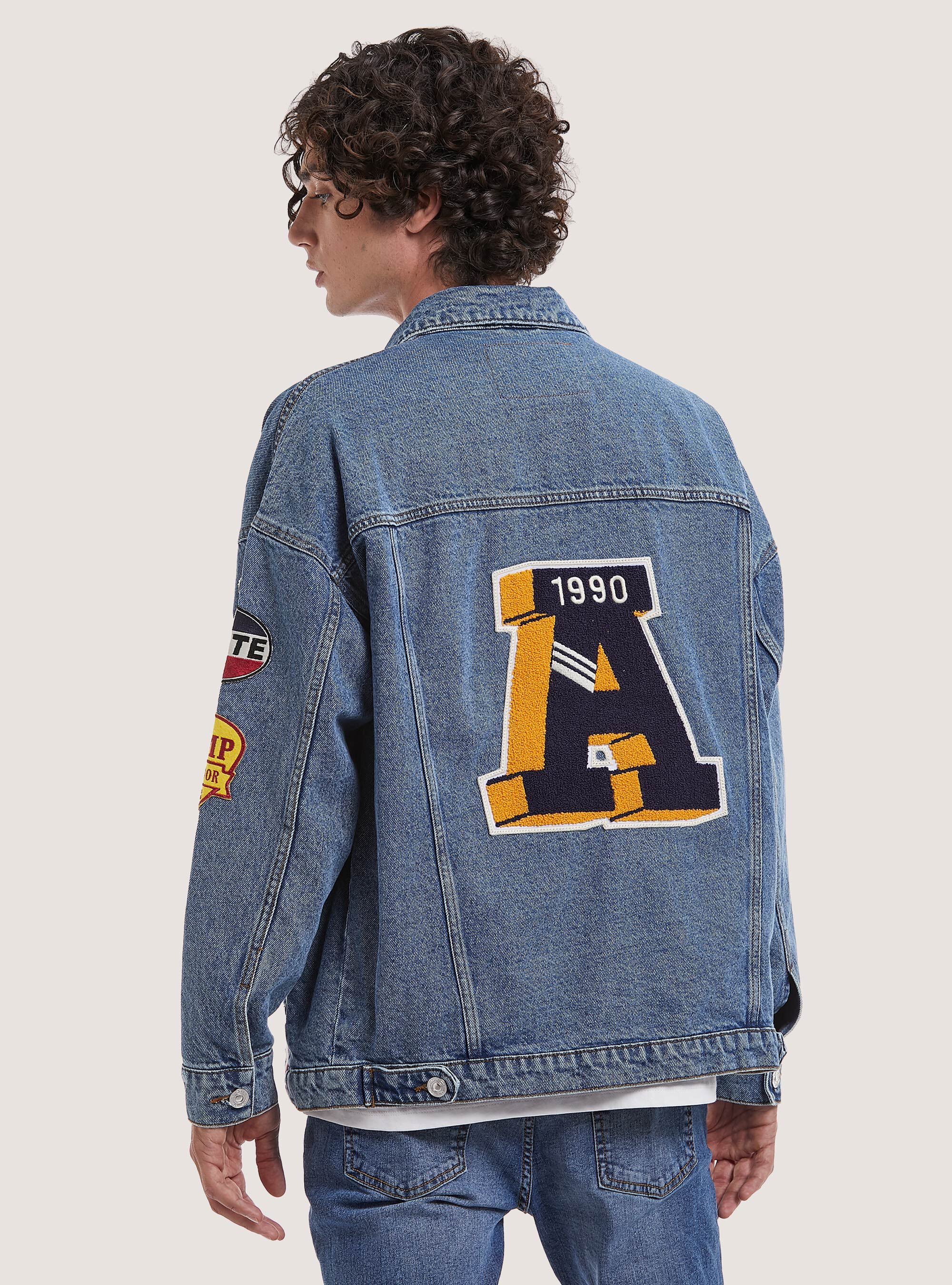 White jean jacket with patches online