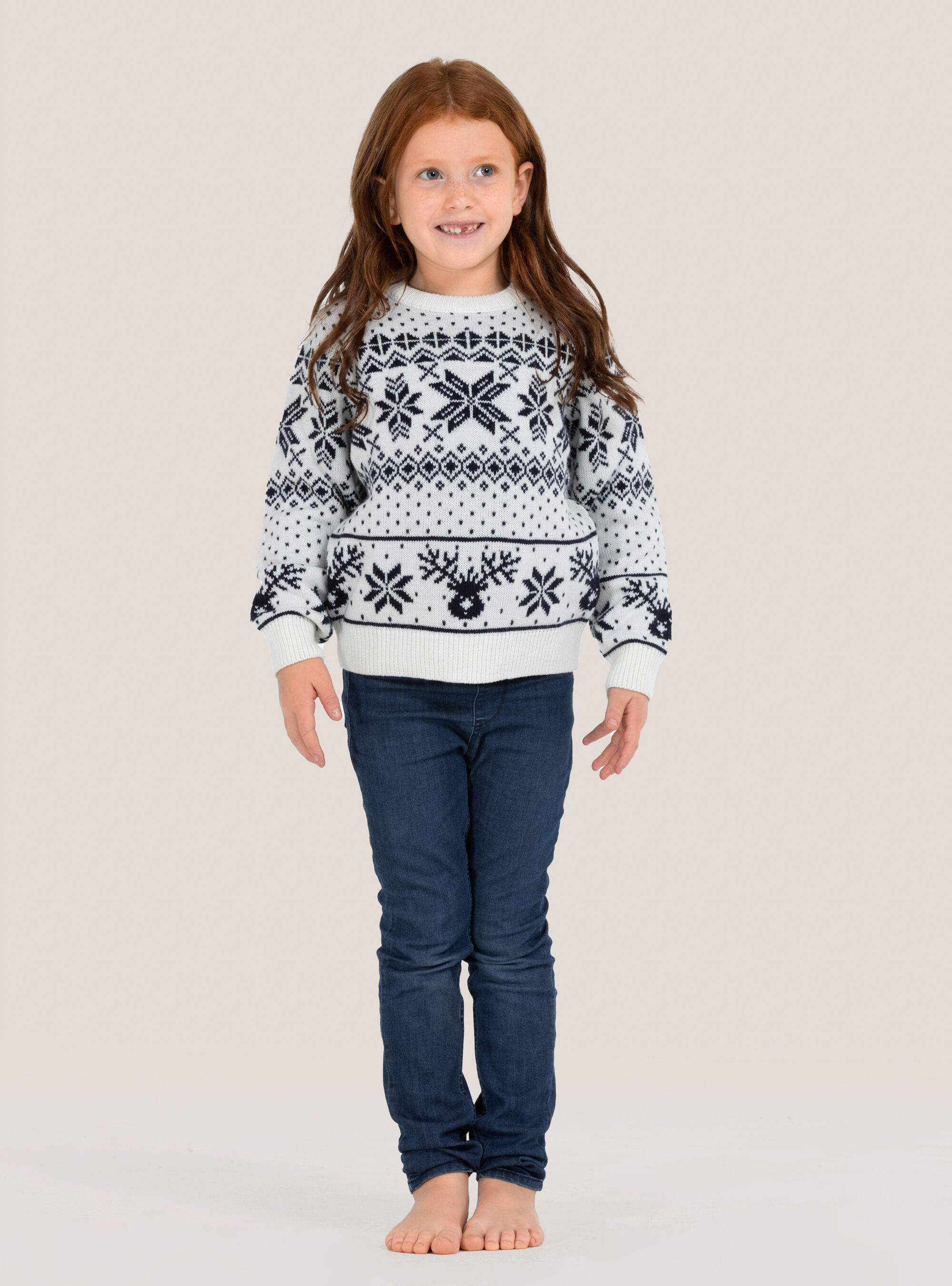 Pull de Noel ''mini me'' avec flocons de neige, C085 WHITE