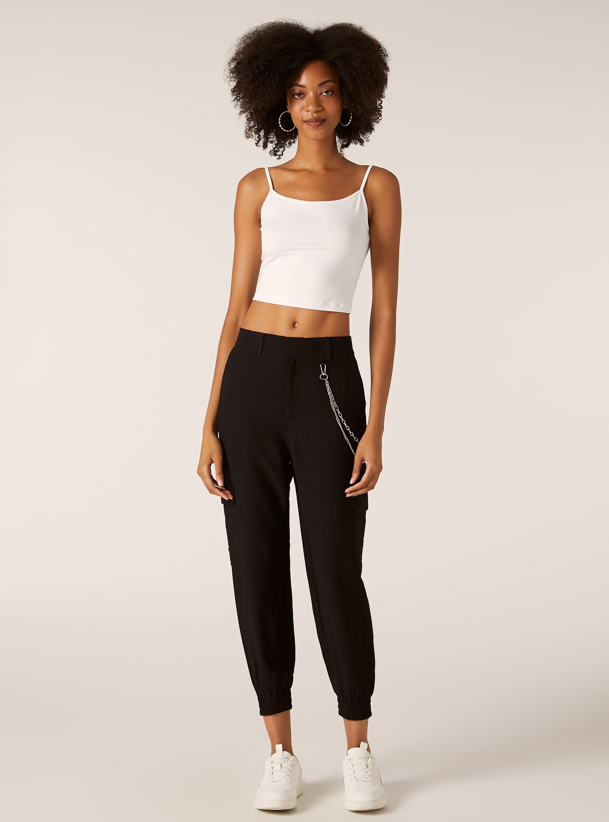Pantaloni jogger con catena, NERO