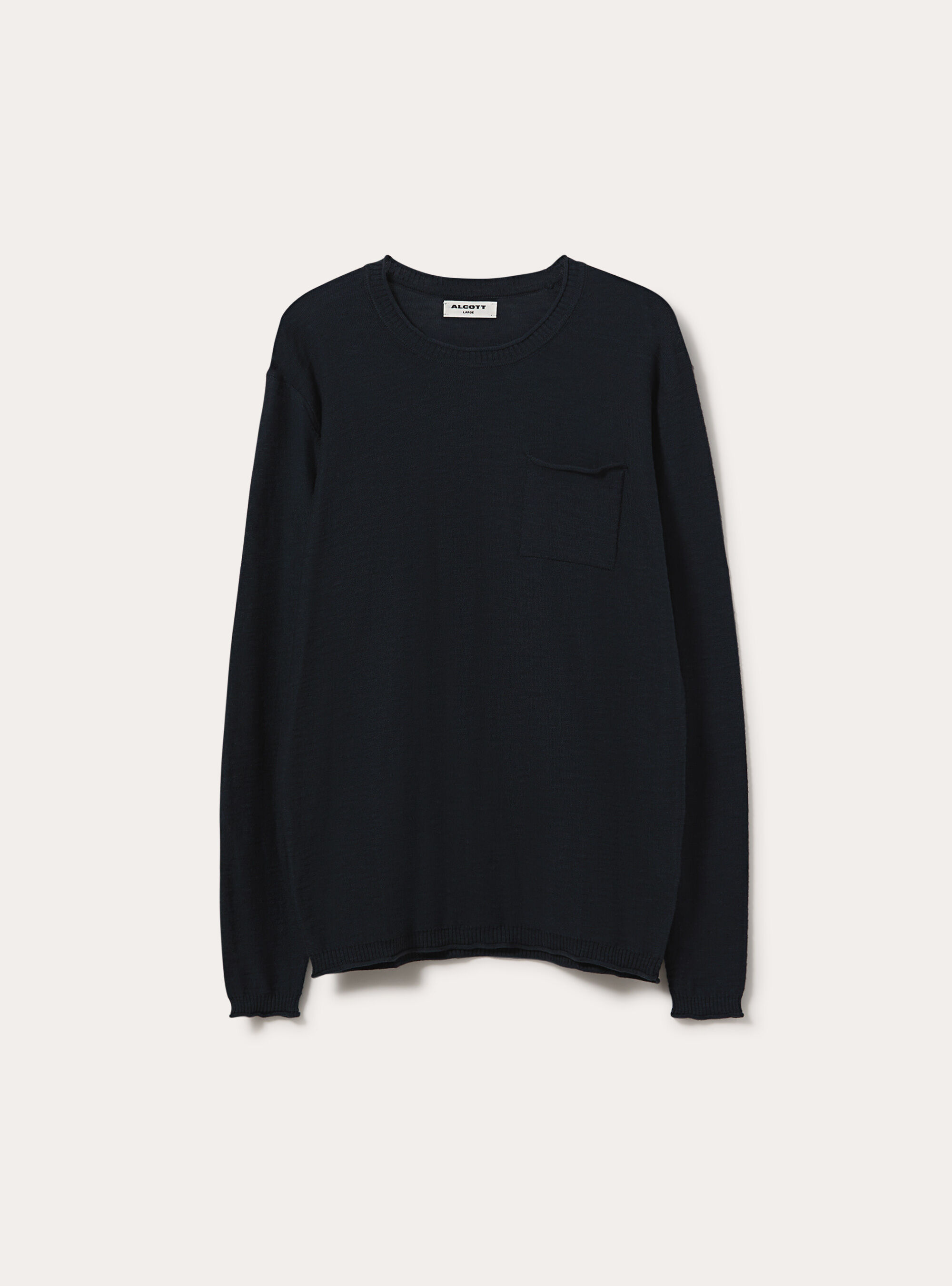Pullover  in cotone slub, NAVY MEDIO