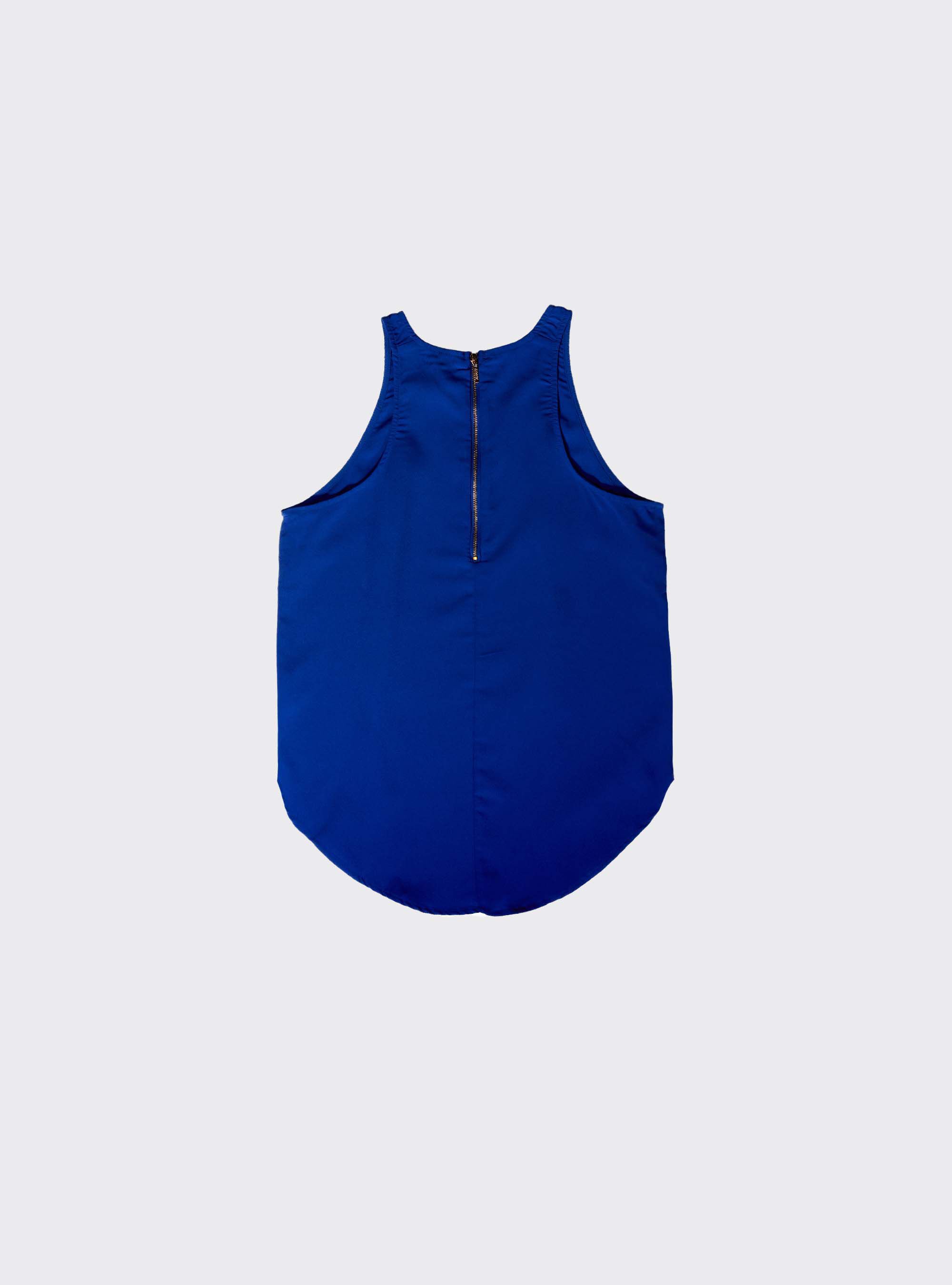 Blusa smanicata con zip sul retro, BLU ROYAL