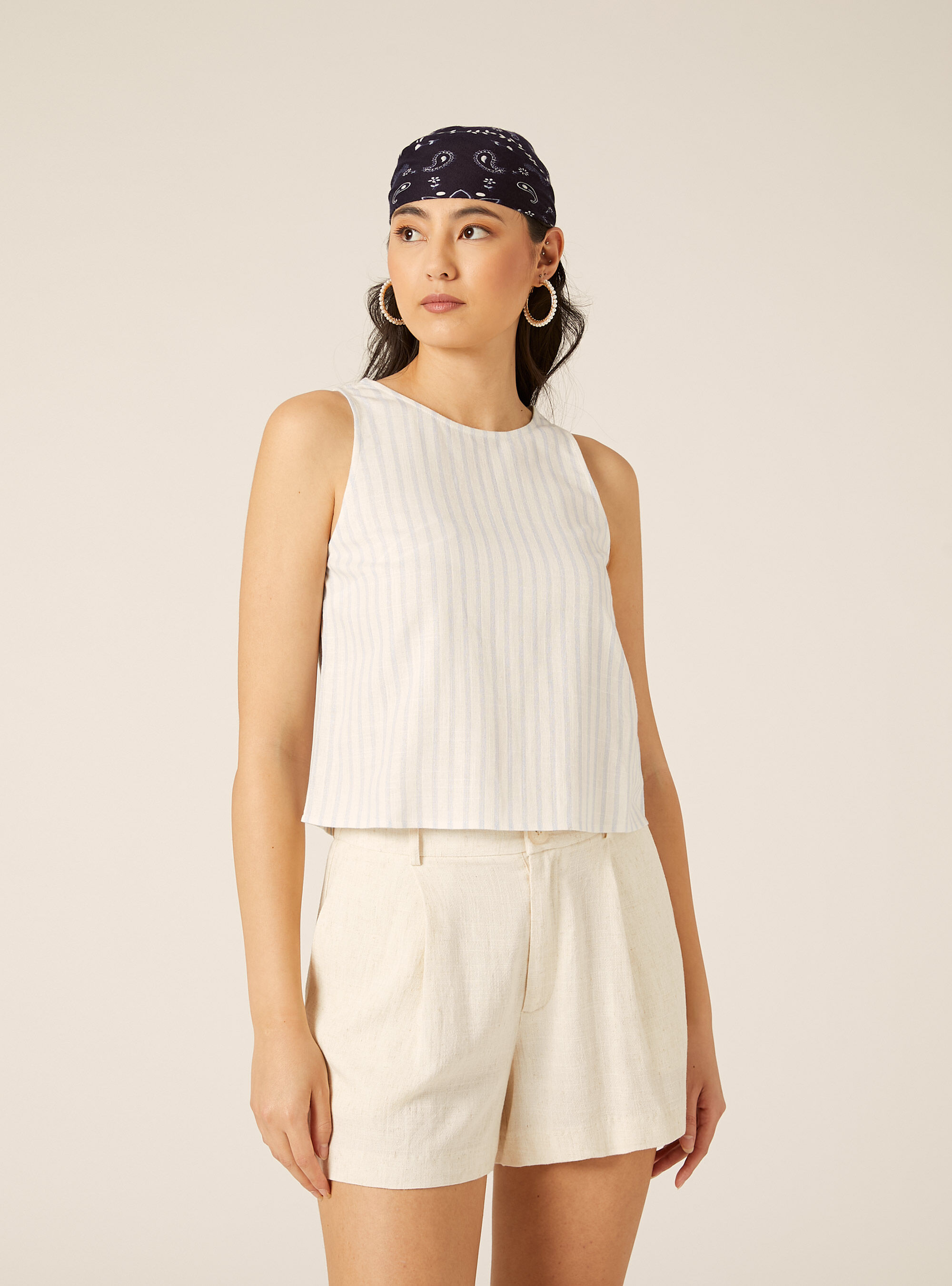 Canotta basic in misto lino