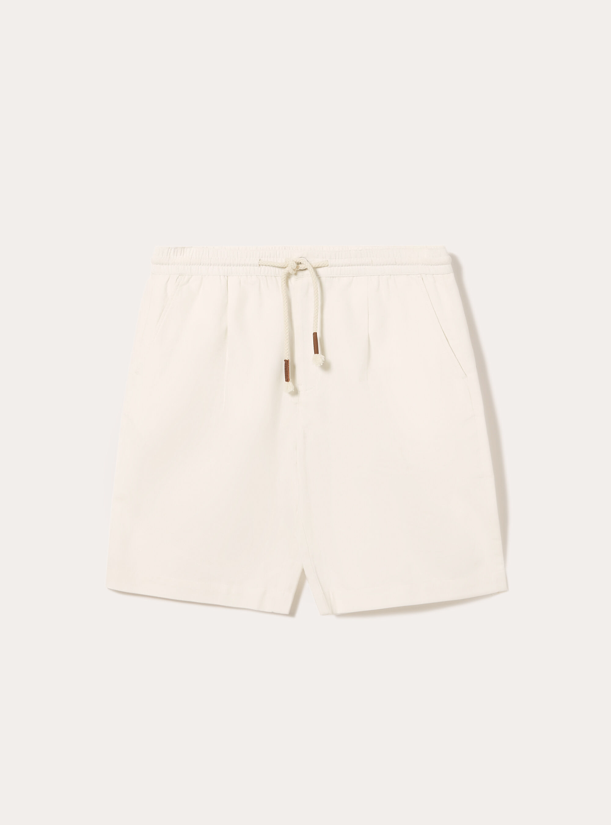 Linen Bermuda Shorts with Drawstring, WH1 OFF WHITE