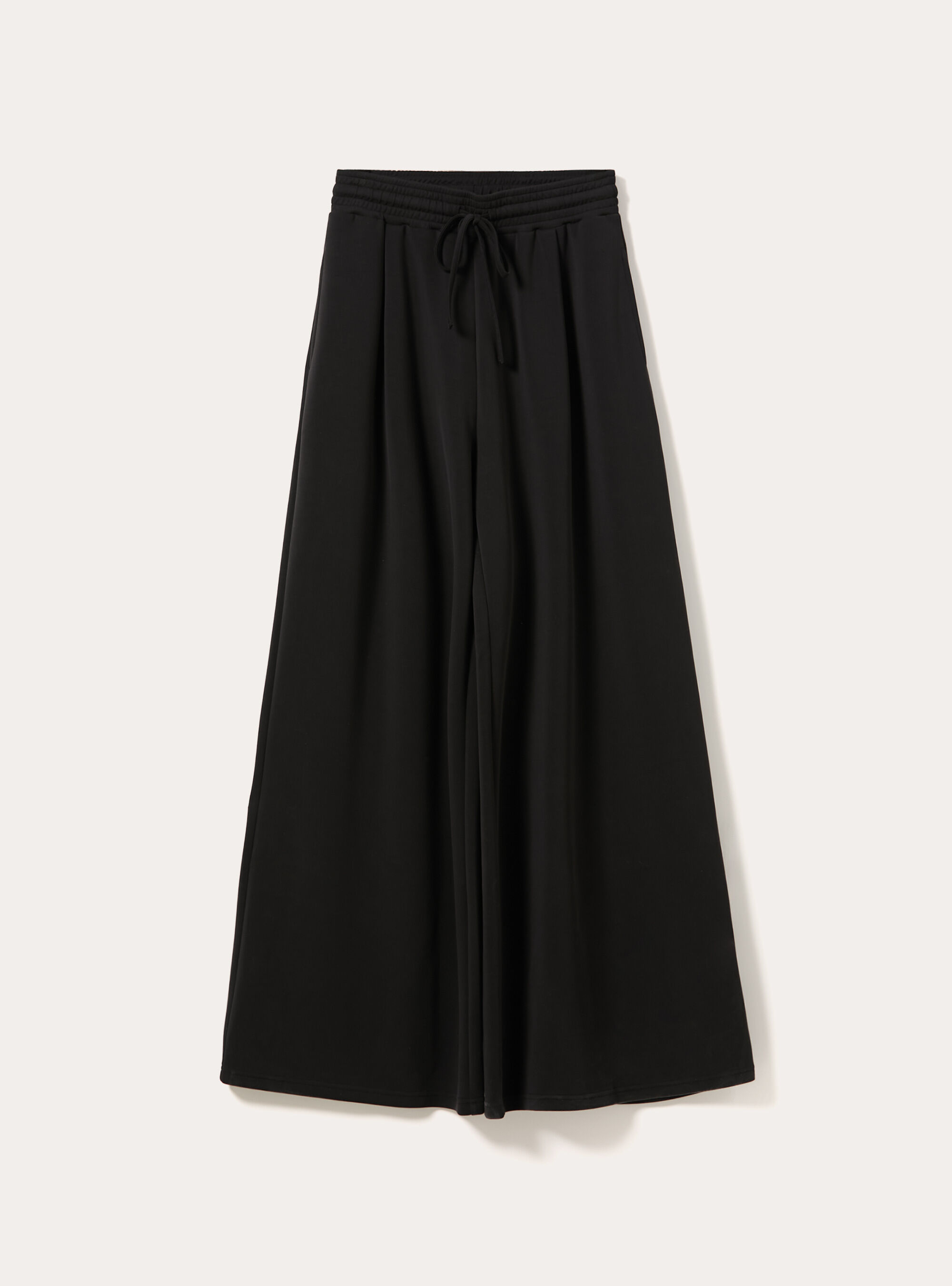 Pantaloni wide leg con pence in scuba, BK1 BLACK