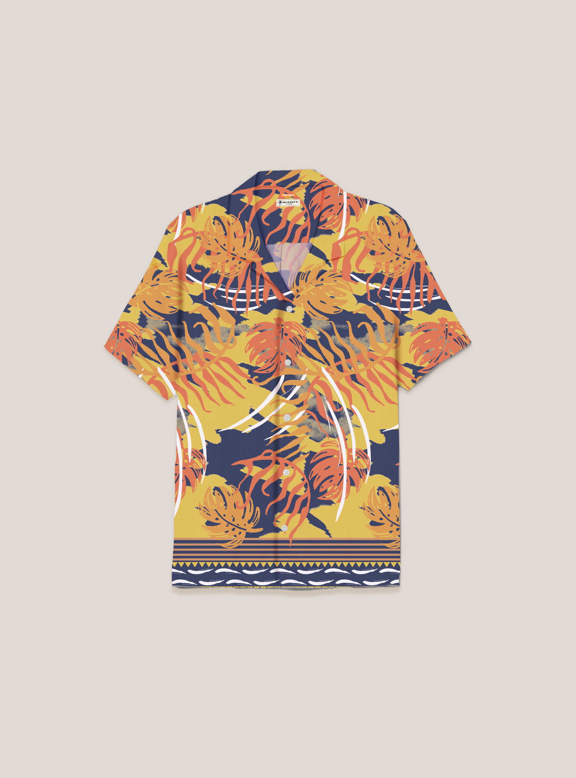 Shirt with bowling collar and tropical print, TROPICAL
