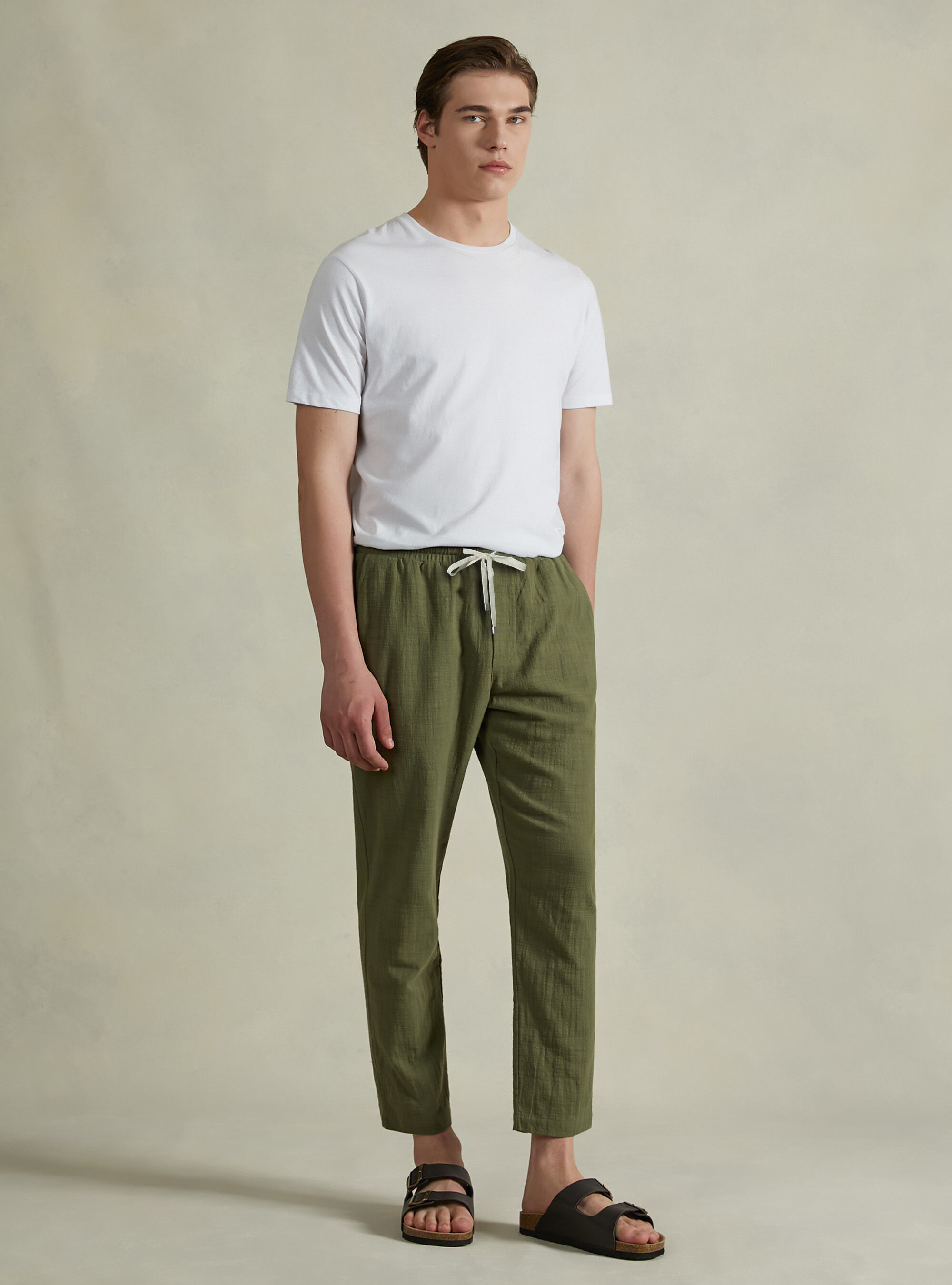 Cotton trousers with drawstring waist