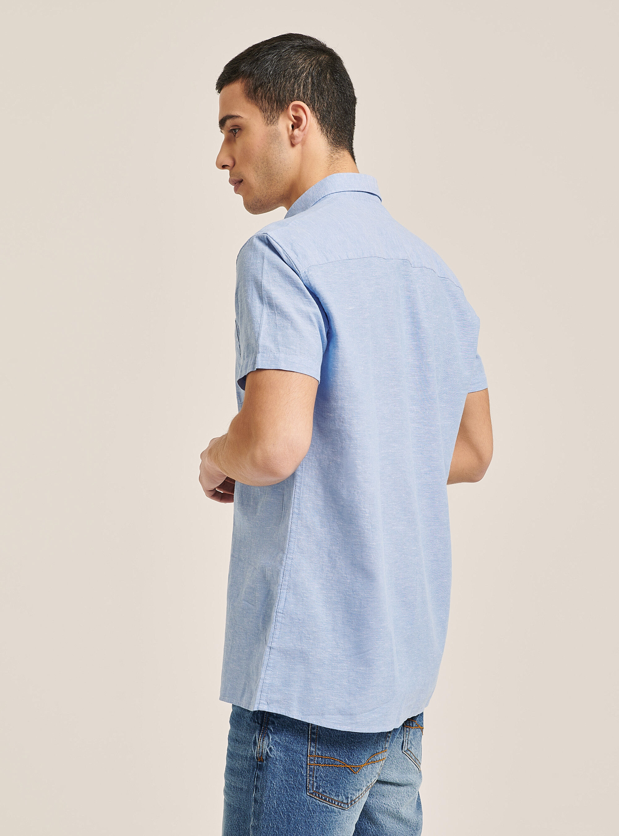 Linen blend short sleeve shirt | Alcott 