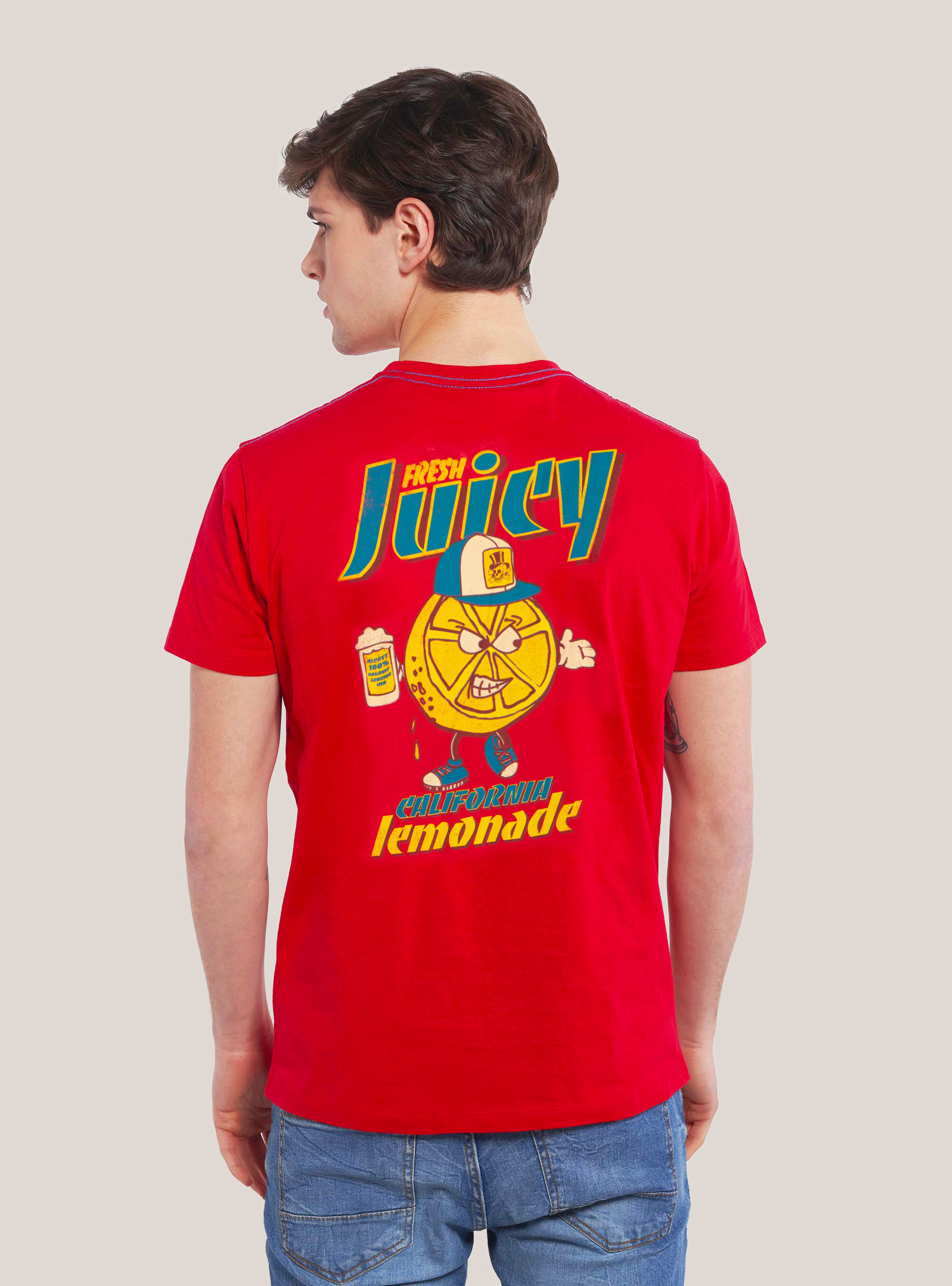 Maglietta stampa lemonade, ROSSO