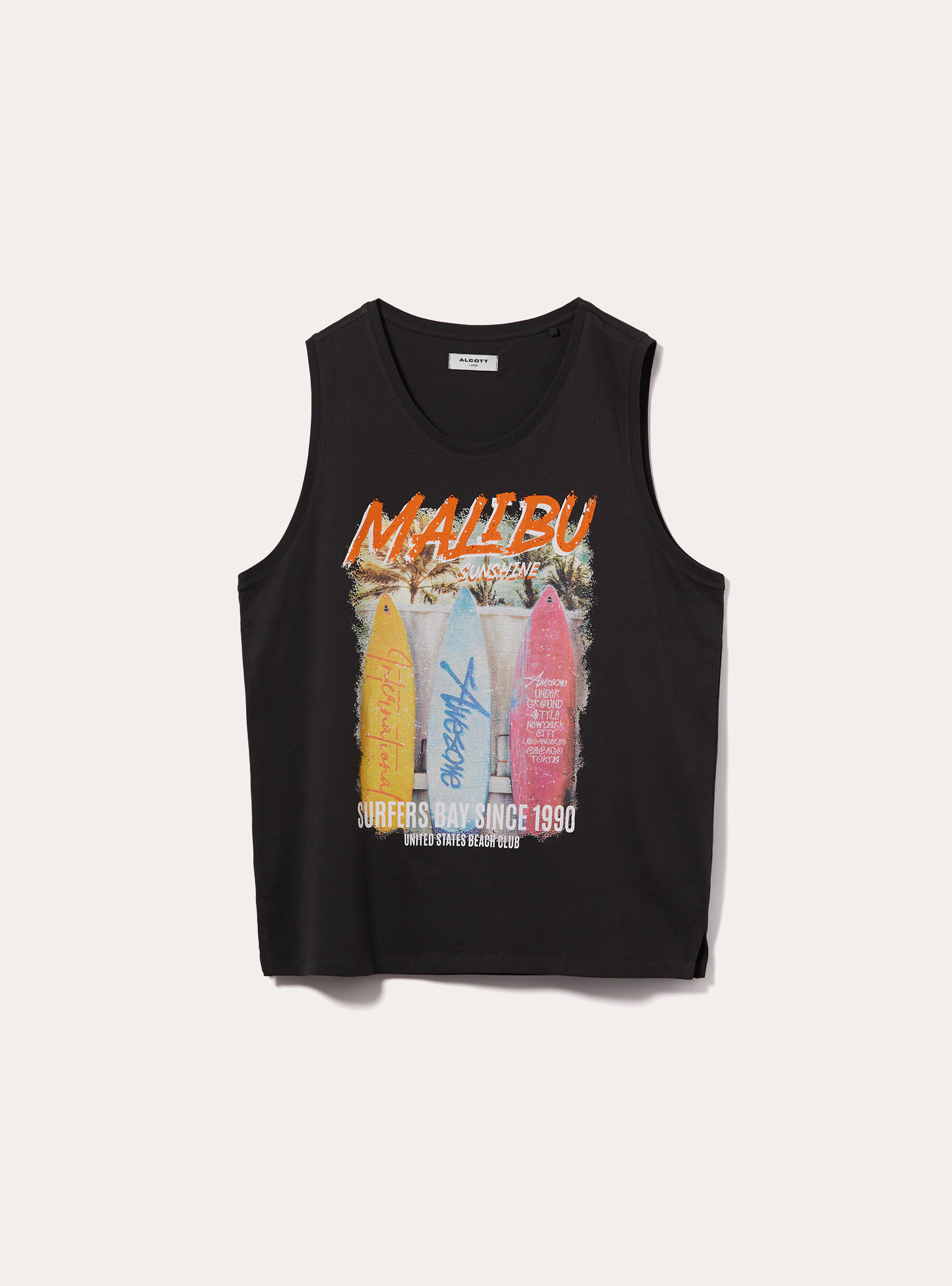 Canotta con grafiche summer, BK3 BLACK CHARCOAL