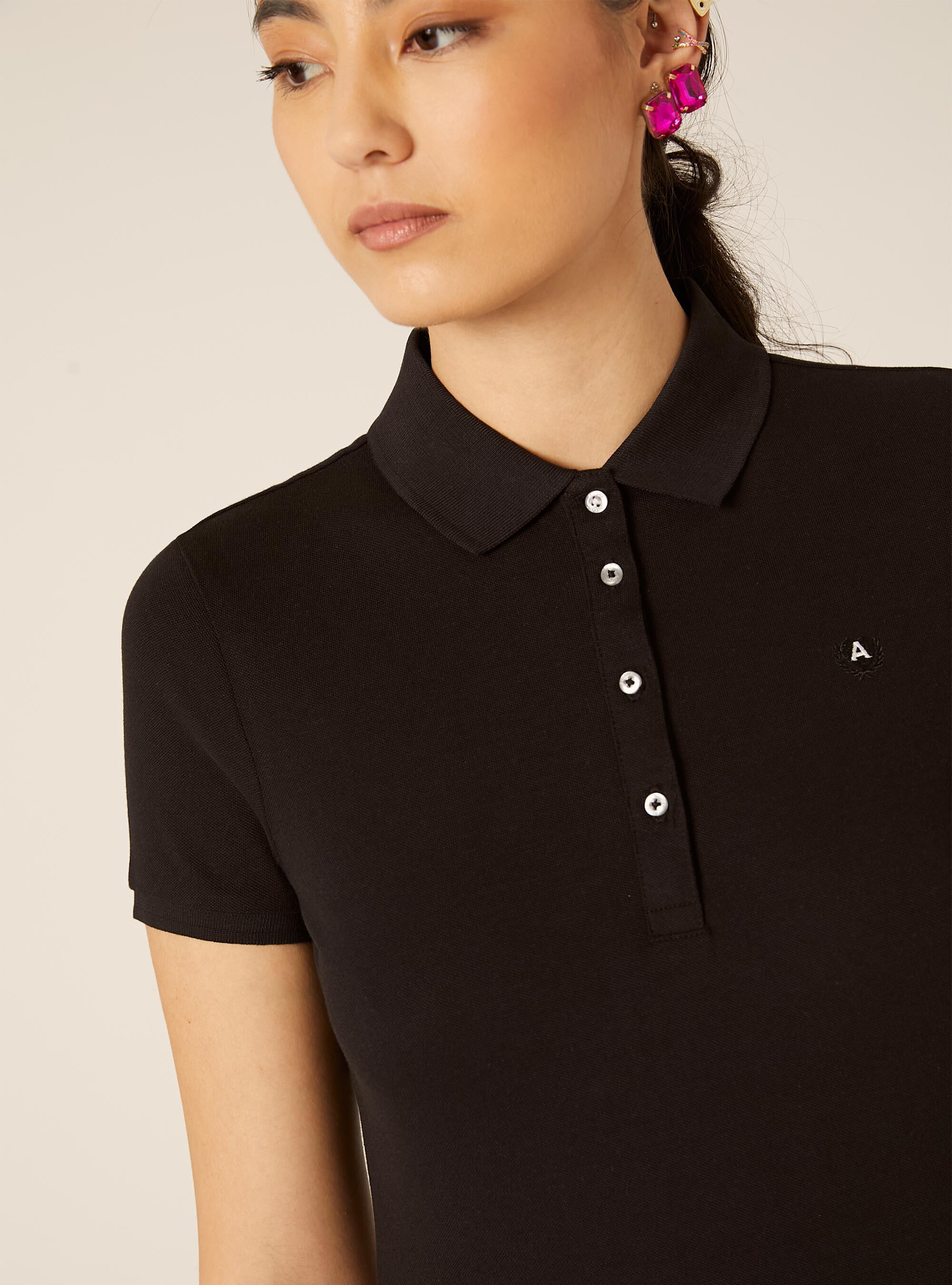 Polo Slim Fit avec Logo Brod&eacute;, BK1 BLACK