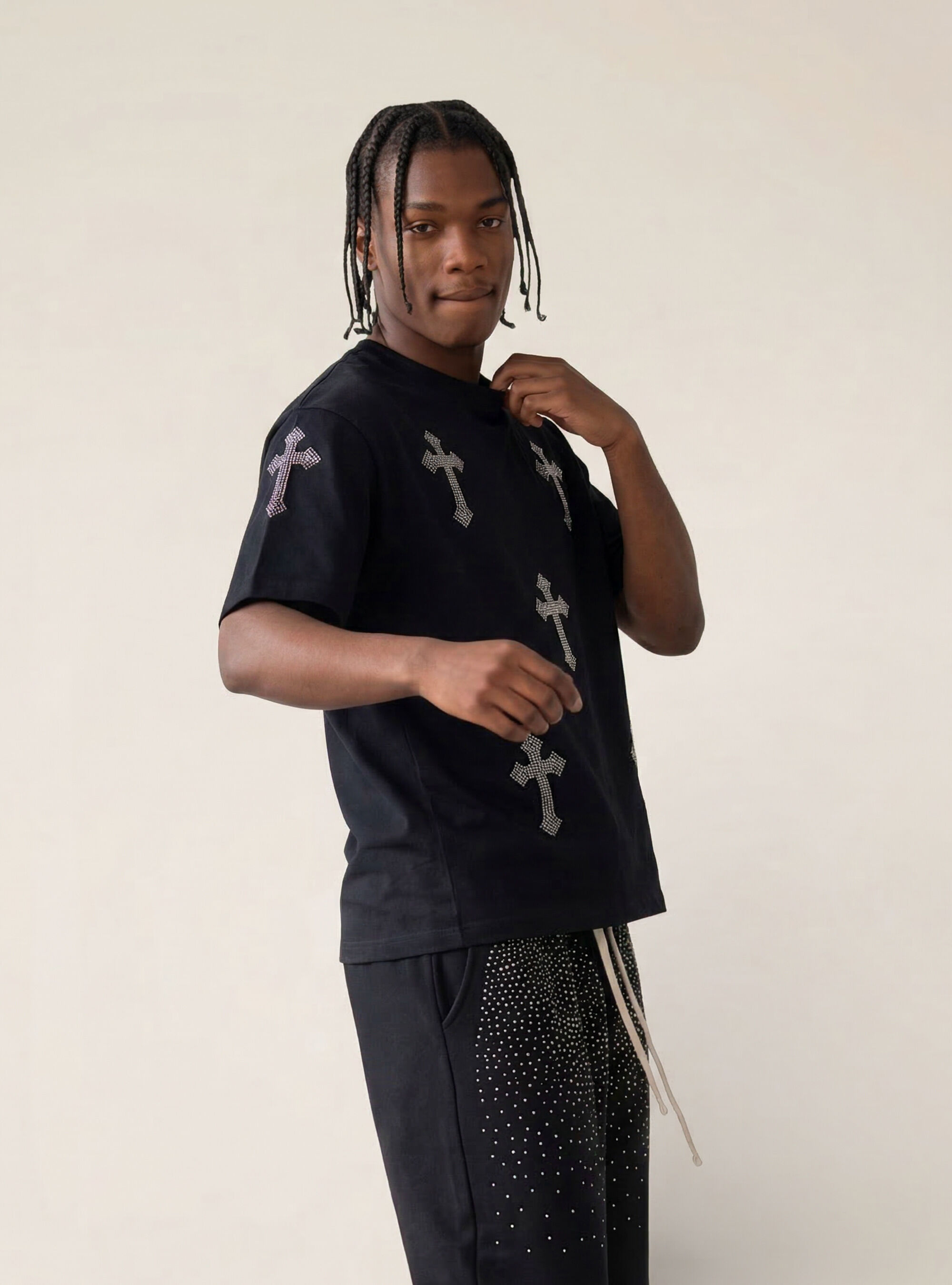 Maglietta boxy fit con strass