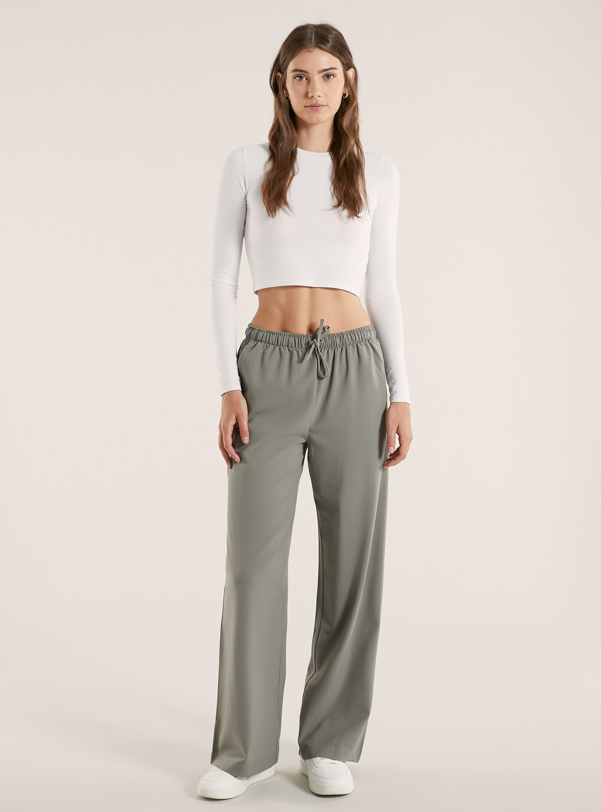 Smart trousers with drawstring, KY2 KAKY MEDIUM