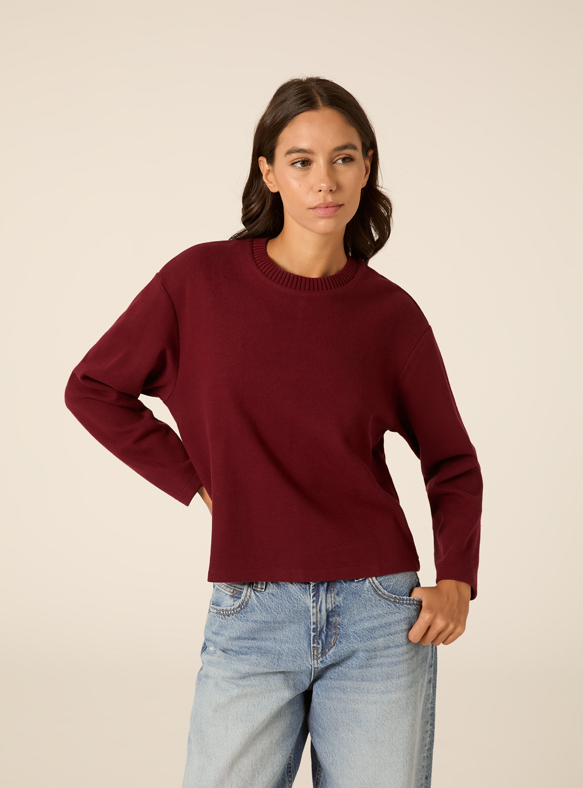 Maglia collo rotondo, BO1 BORDEAUX DARK