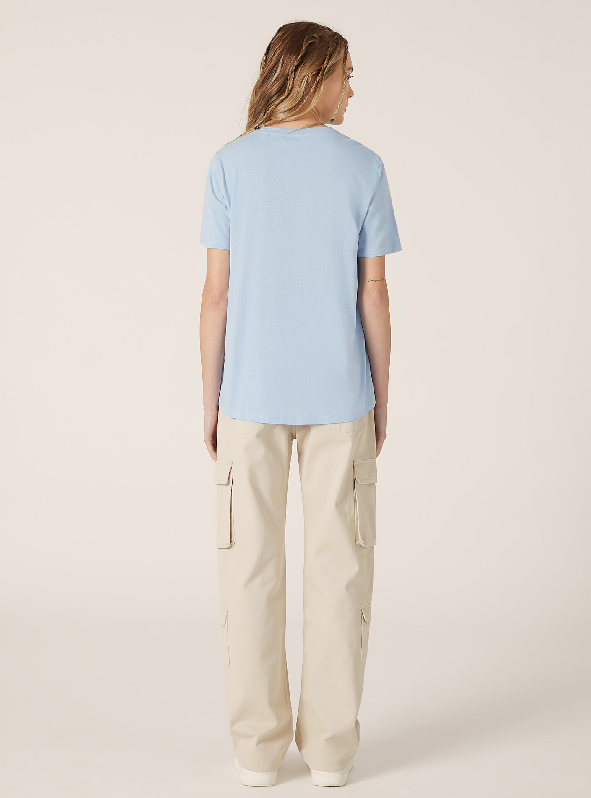 Baumwoll-T-Shirt mit Rundhalsausschnitt, AZ3 AZURE LIGHT