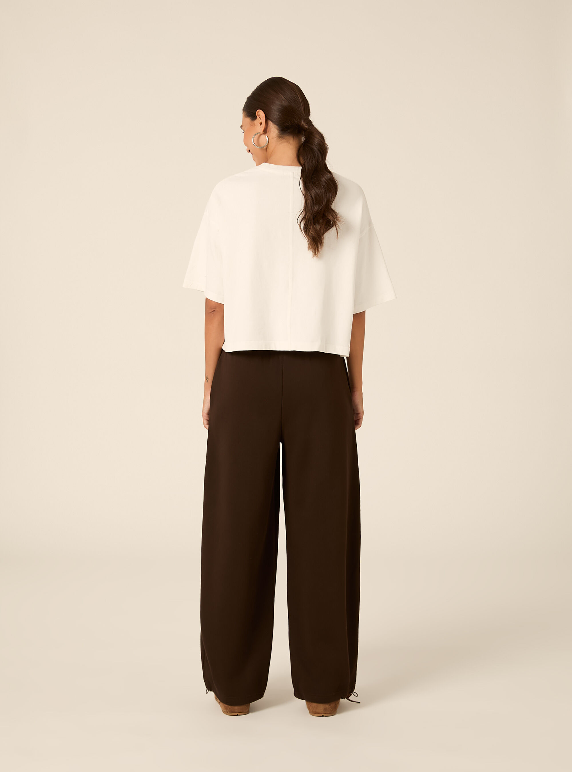 Pantaloni jogger in felpa barrel, BR1 BROWN DARK