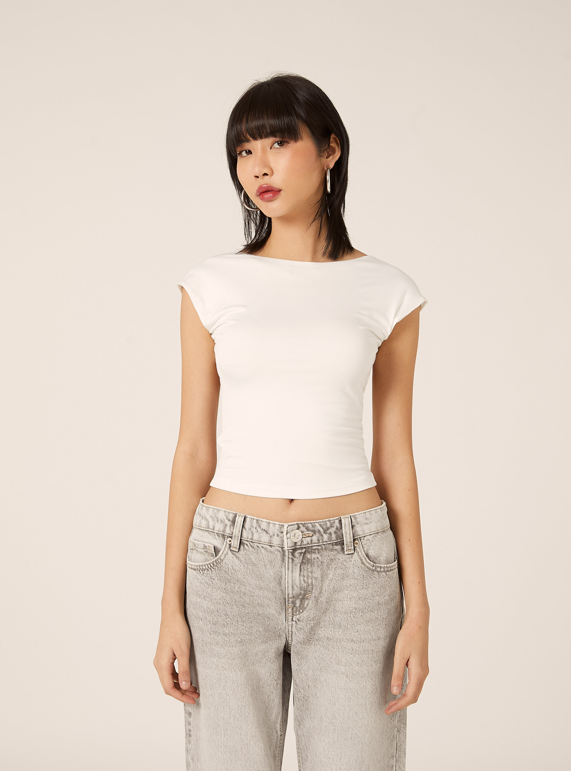 Maglietta con schiena scoperta, WH2 WHITE