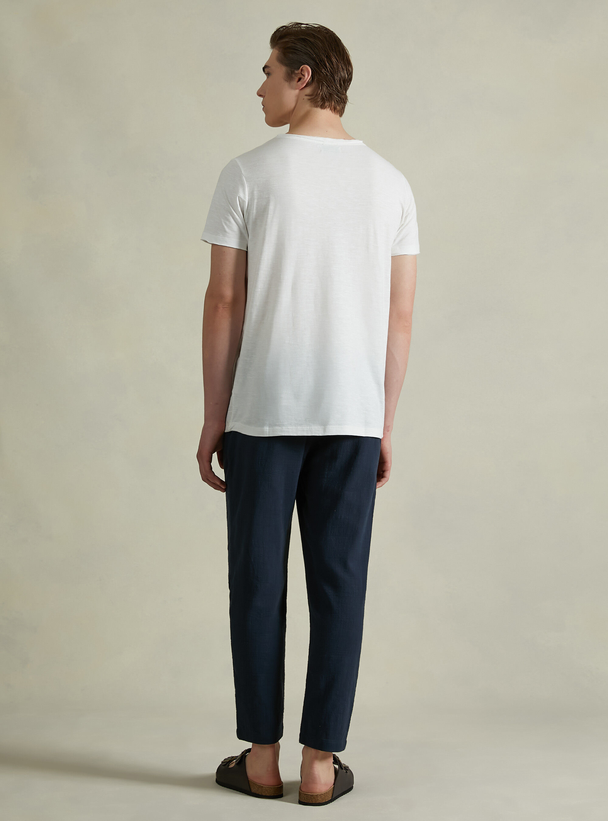 Pantaloni in cotone con laccio in vita, NA2 NAVY MEDIUM