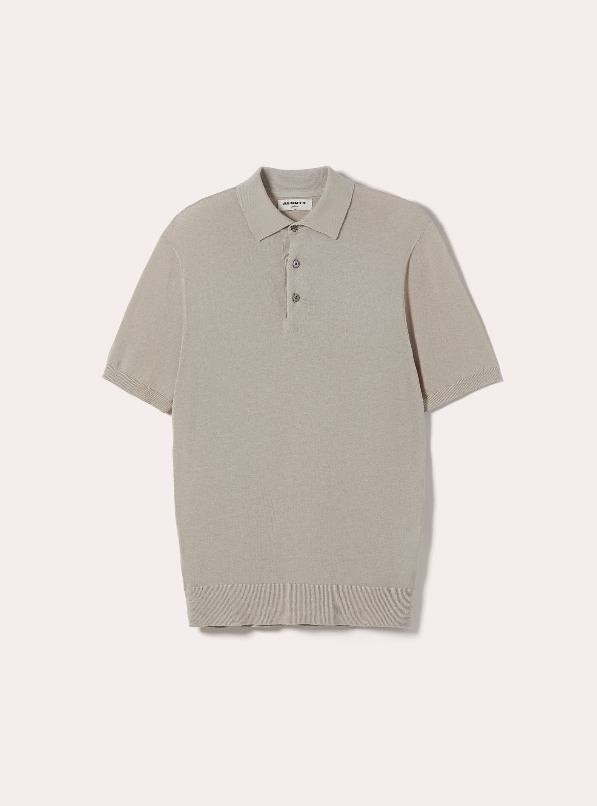 Extrafine cotton knit polo shirt, BG3 BEIGE LIGHT