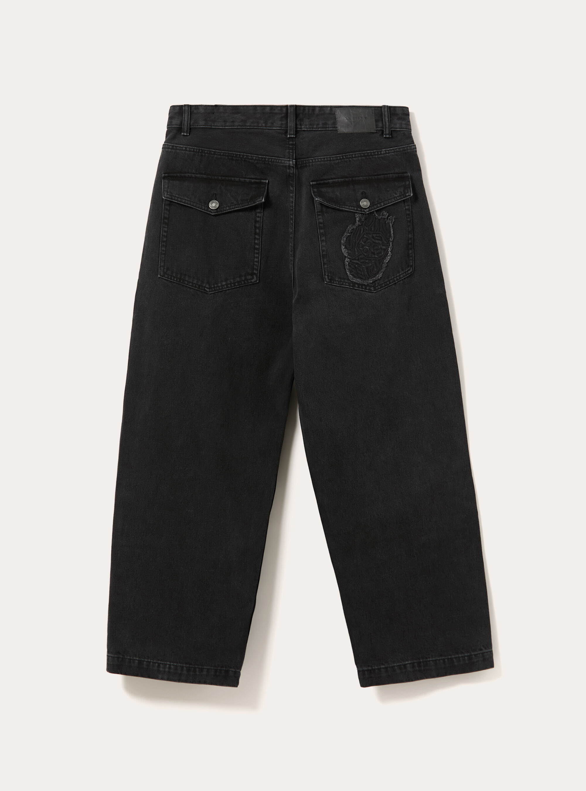 Jeans barrel con ricami, D000 BLACK