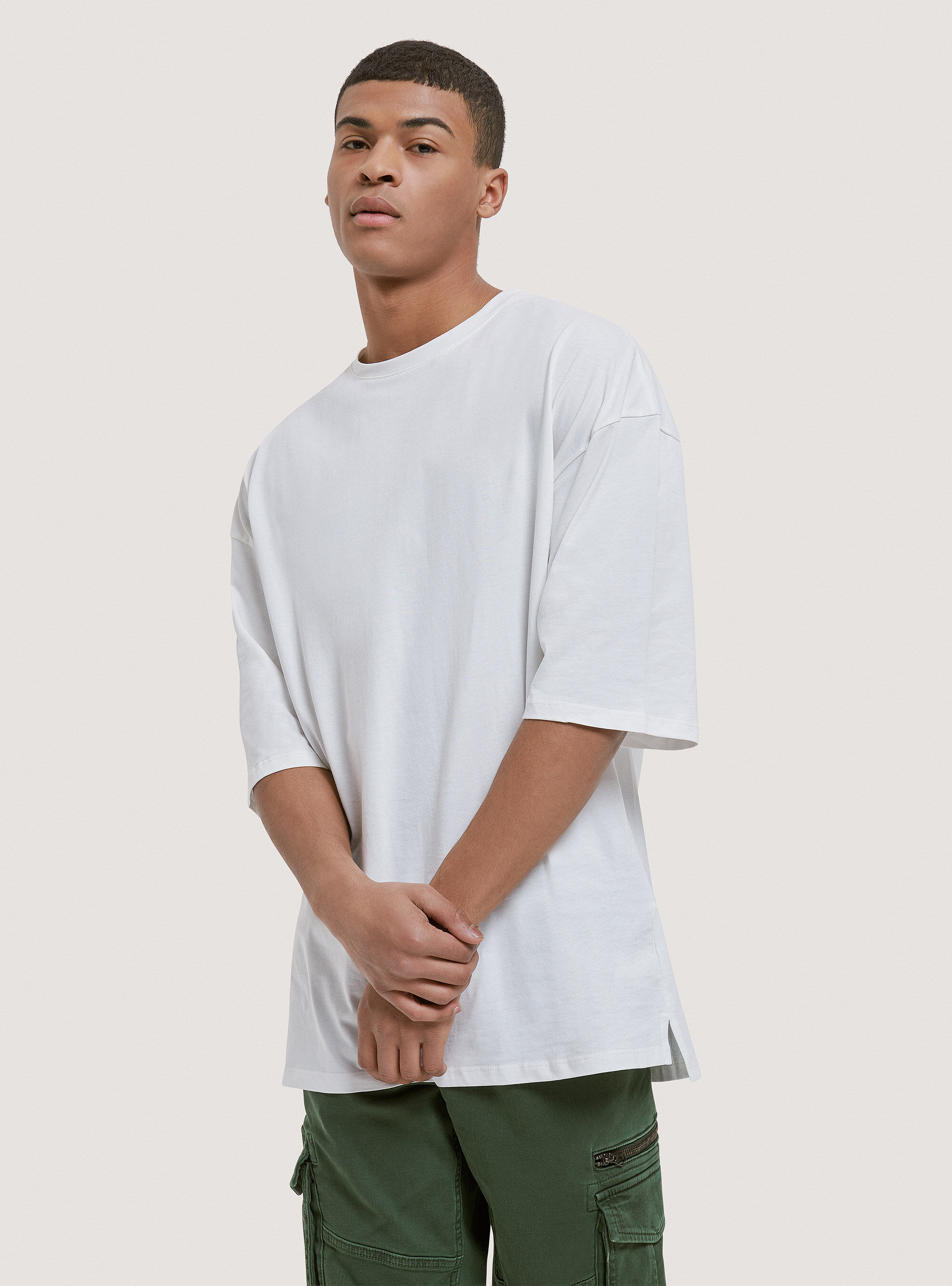 Maglietta oversize in cotone, C104 CREAM