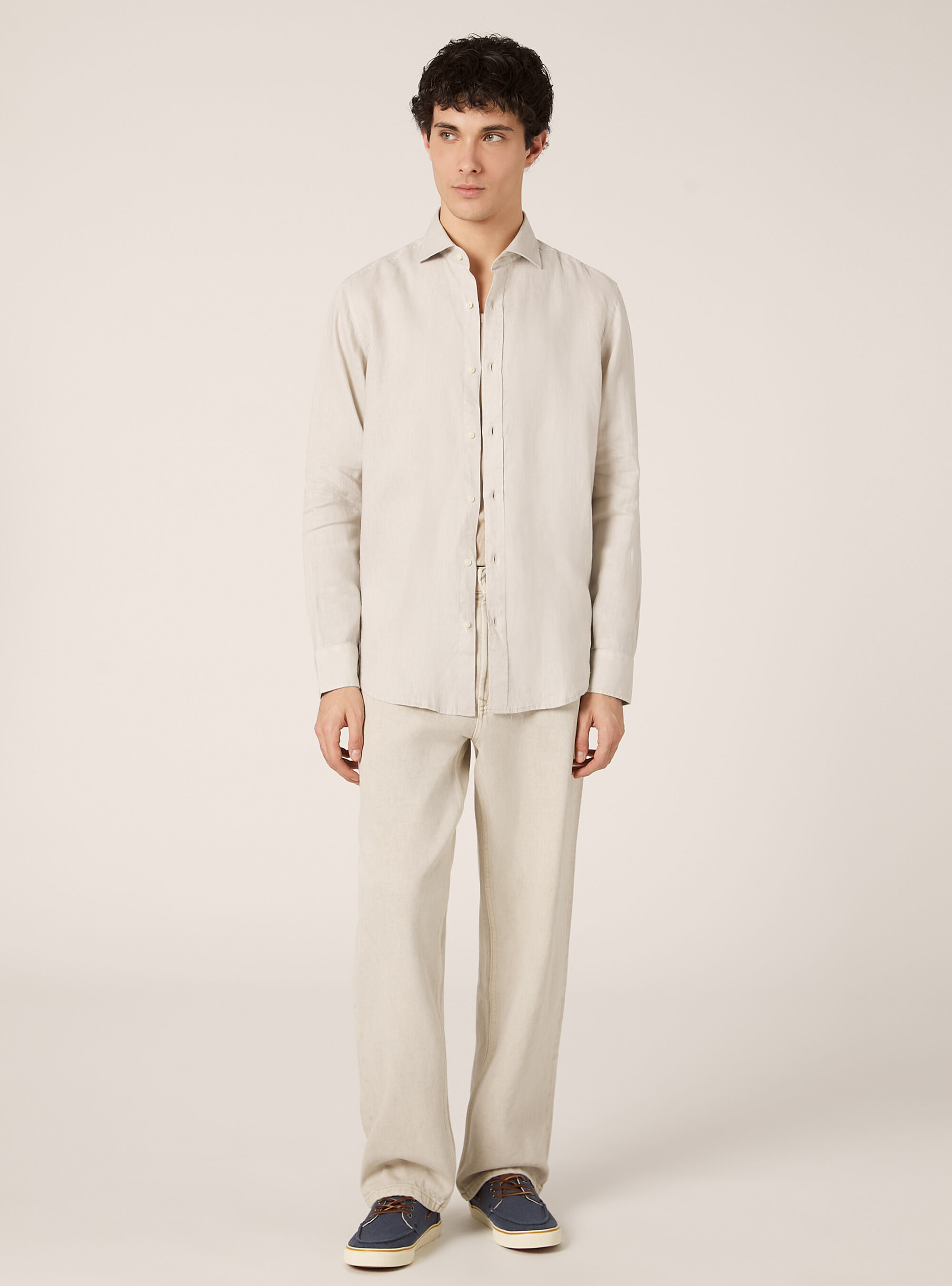 Camisa de manga larga de puro lino, SA3 SAND LIGHT