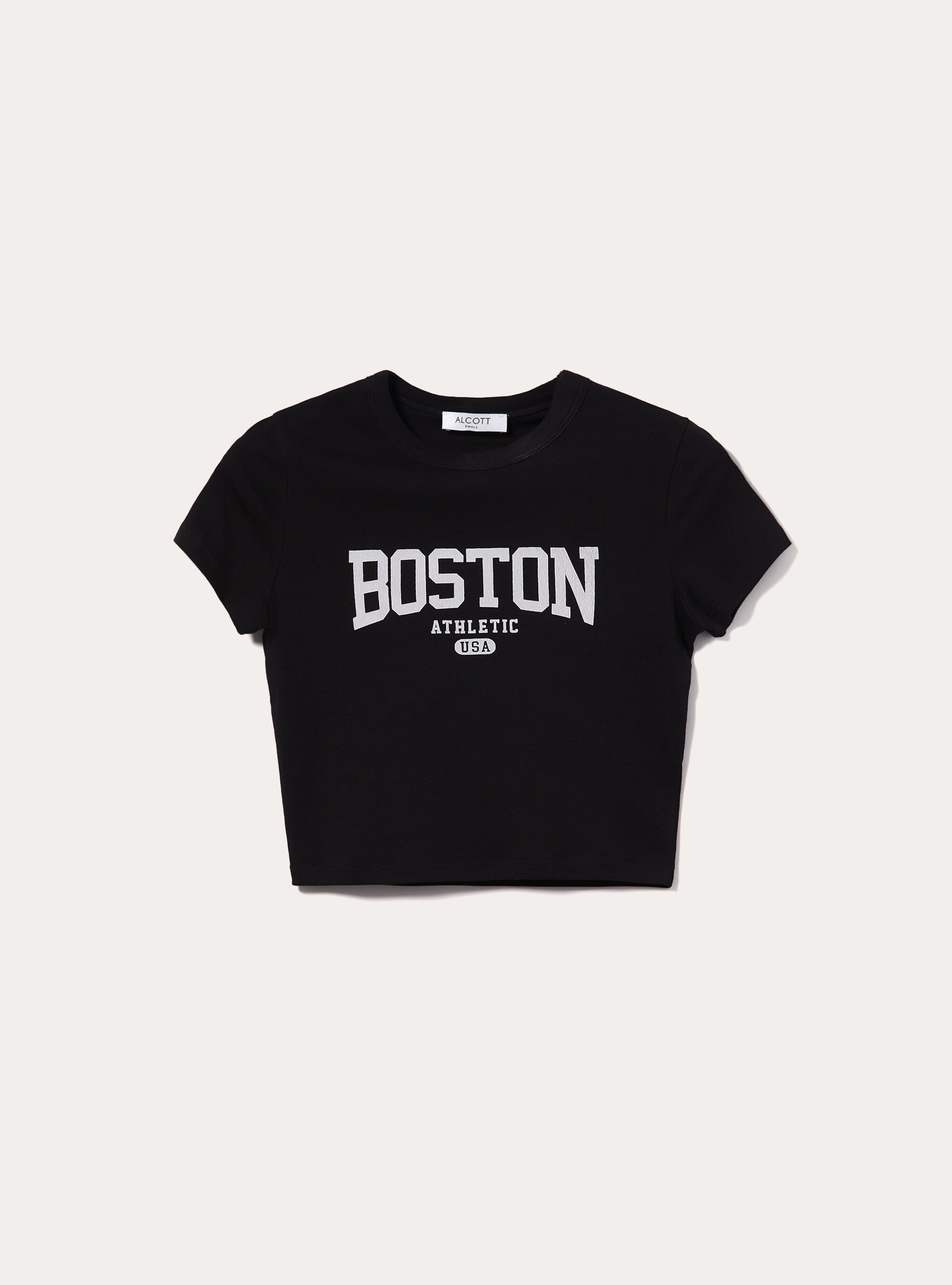 Cropped t-shirt with print, BK1 BLACK