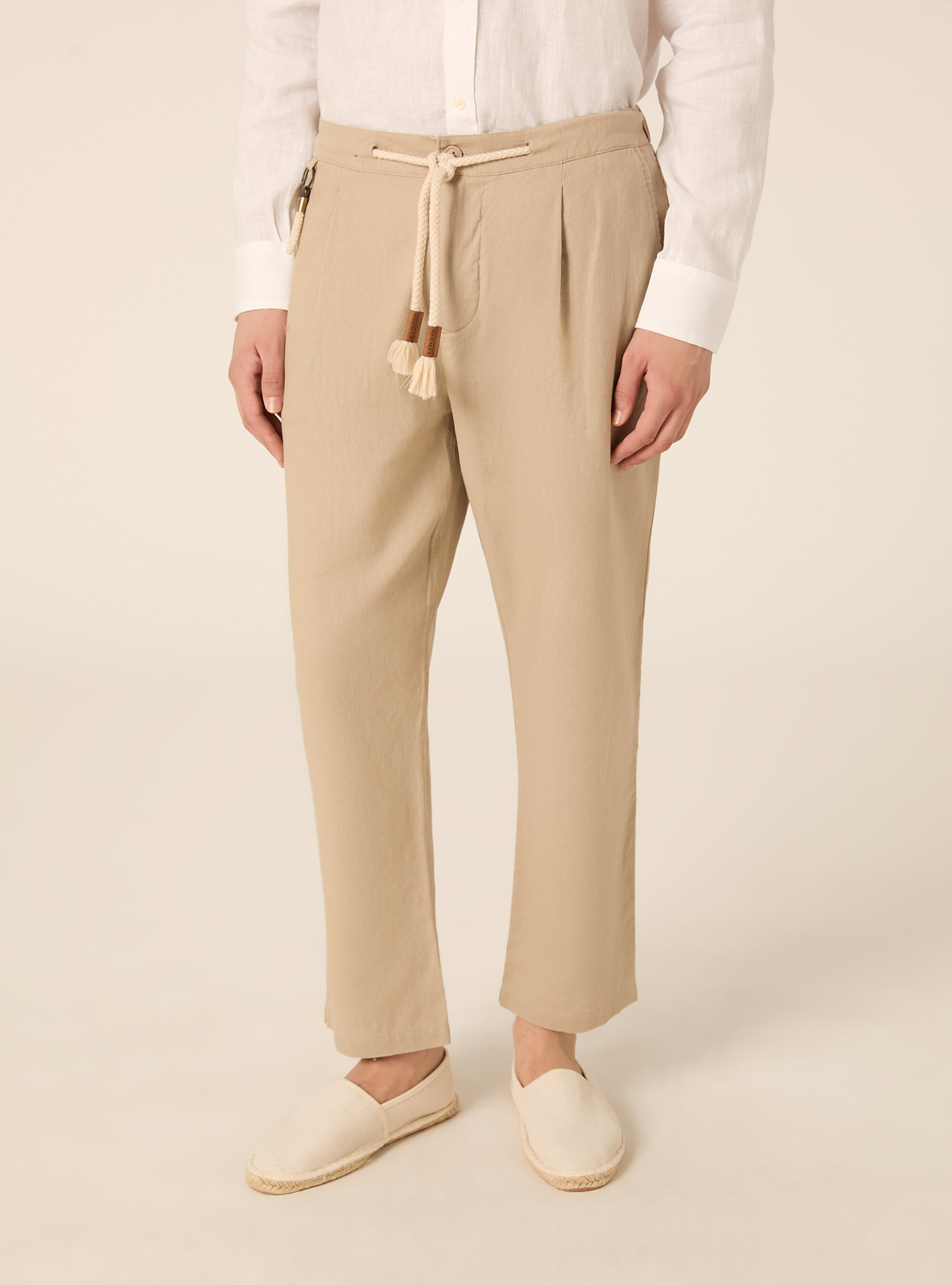 Pantaloni misto lino con coulisse