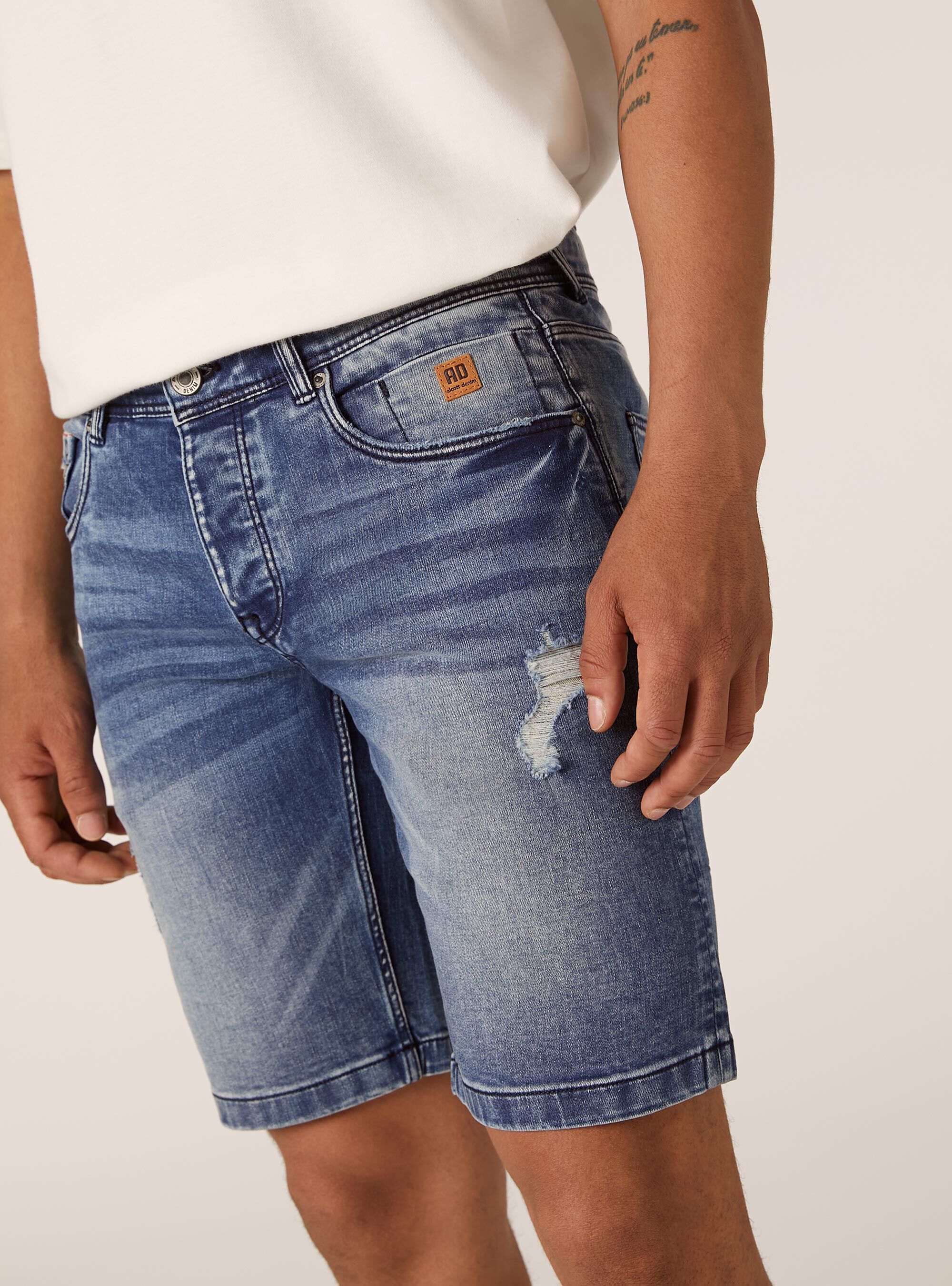 Skinny Fit Denim Bermuda Shorts, D005 LIGHT BLUE