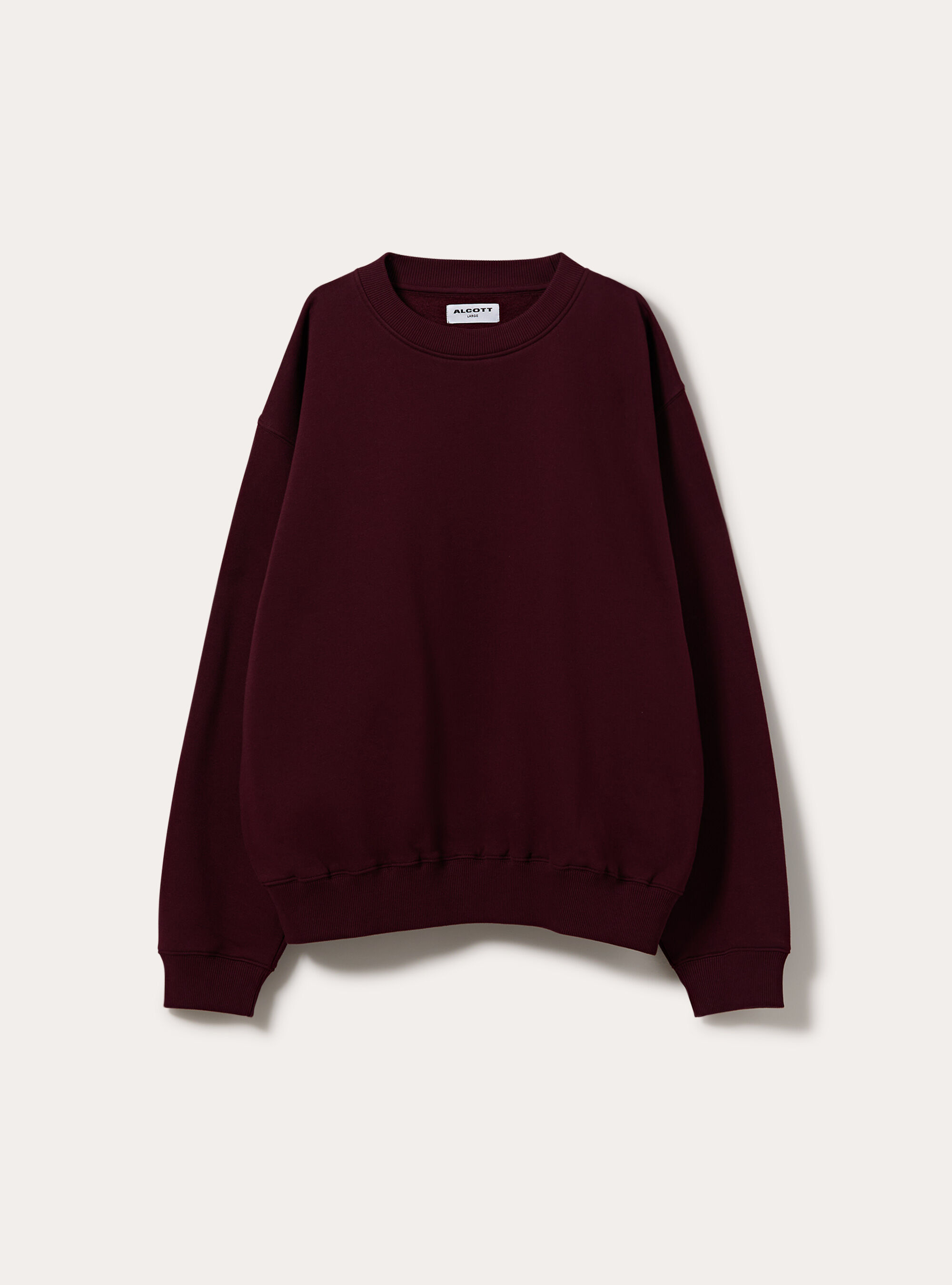 Felpa girocollo basica boxy fit, BO1 BORDEAUX DARK