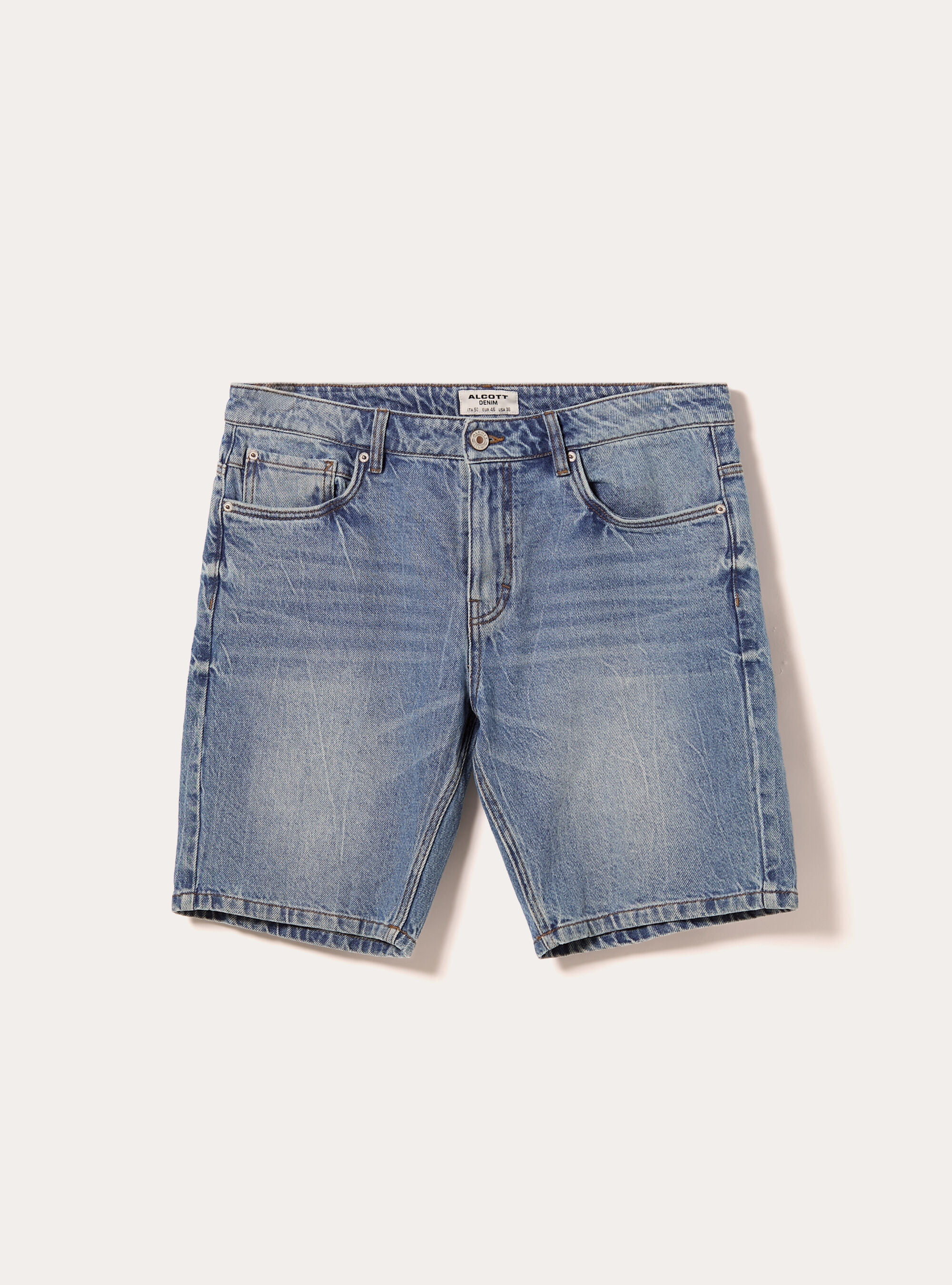 Regular Fit Denim Bermuda Shorts, D004 MEDIUM LIGHT BLUE