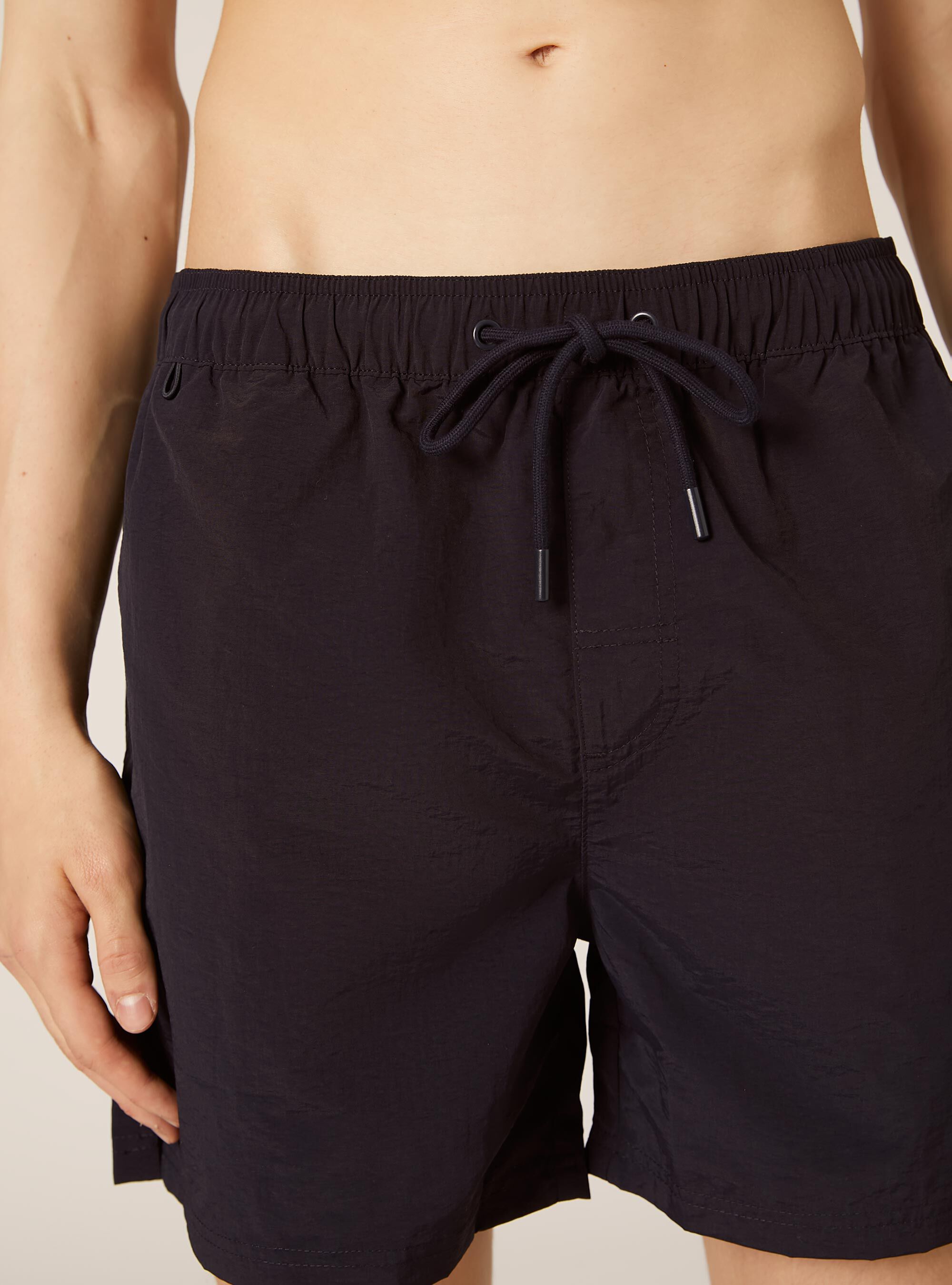 Plain-coloured swimming costume with back pocket, NA1 NAVY DARK