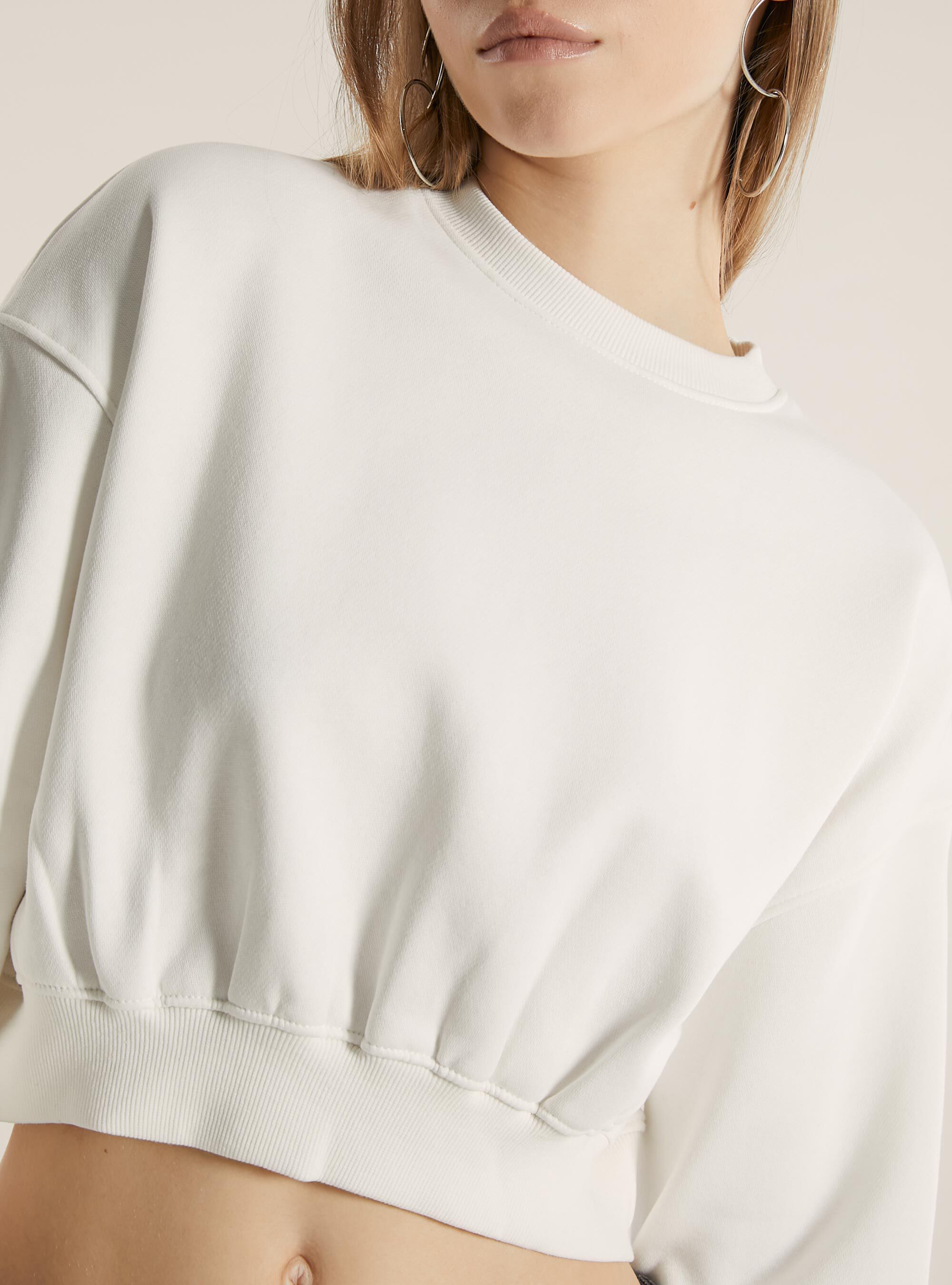 Cotton crop crew-neck sweatshirt